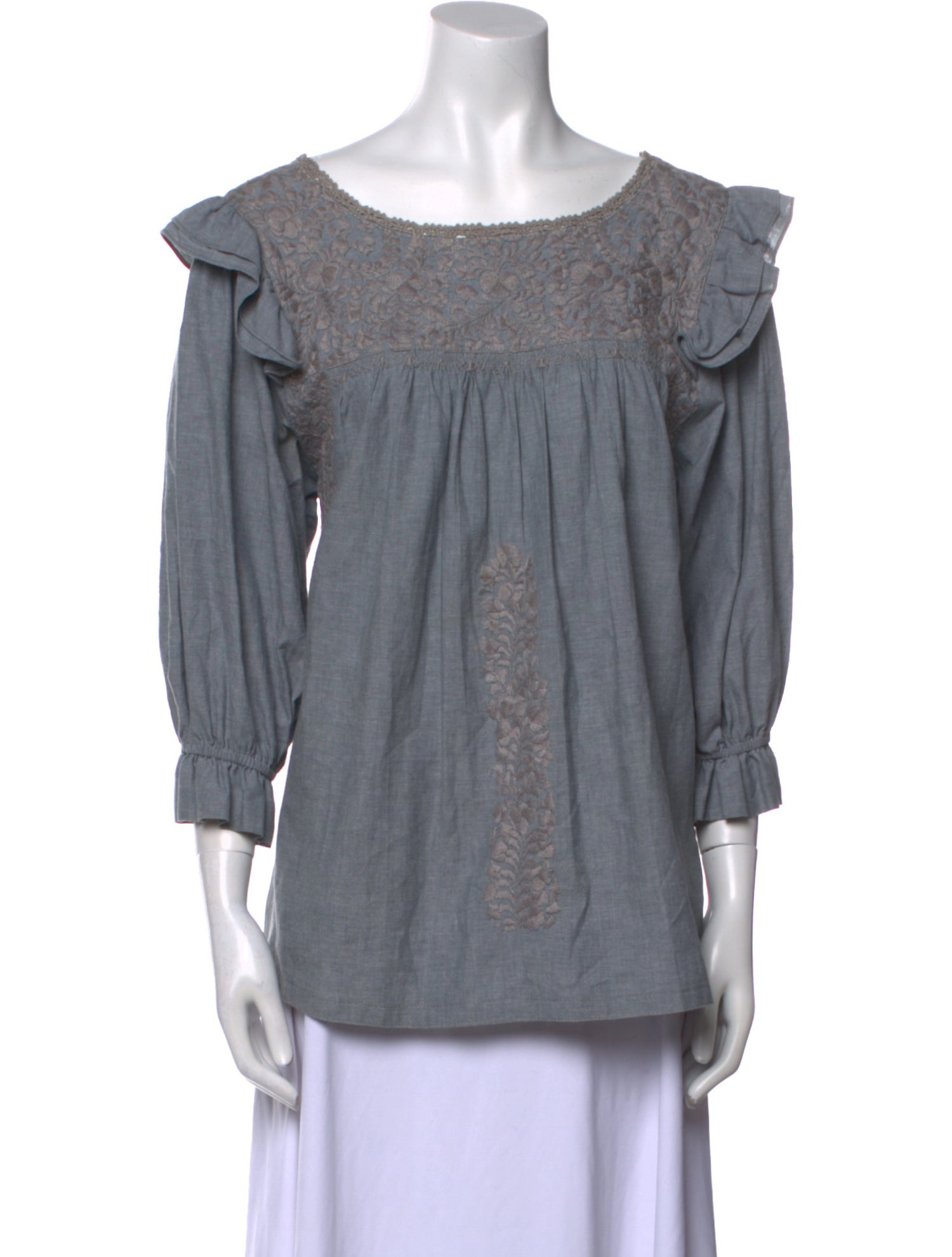 Mi Golondrina Off-The-Shoulder Three-Quarter Sleeve Blouse