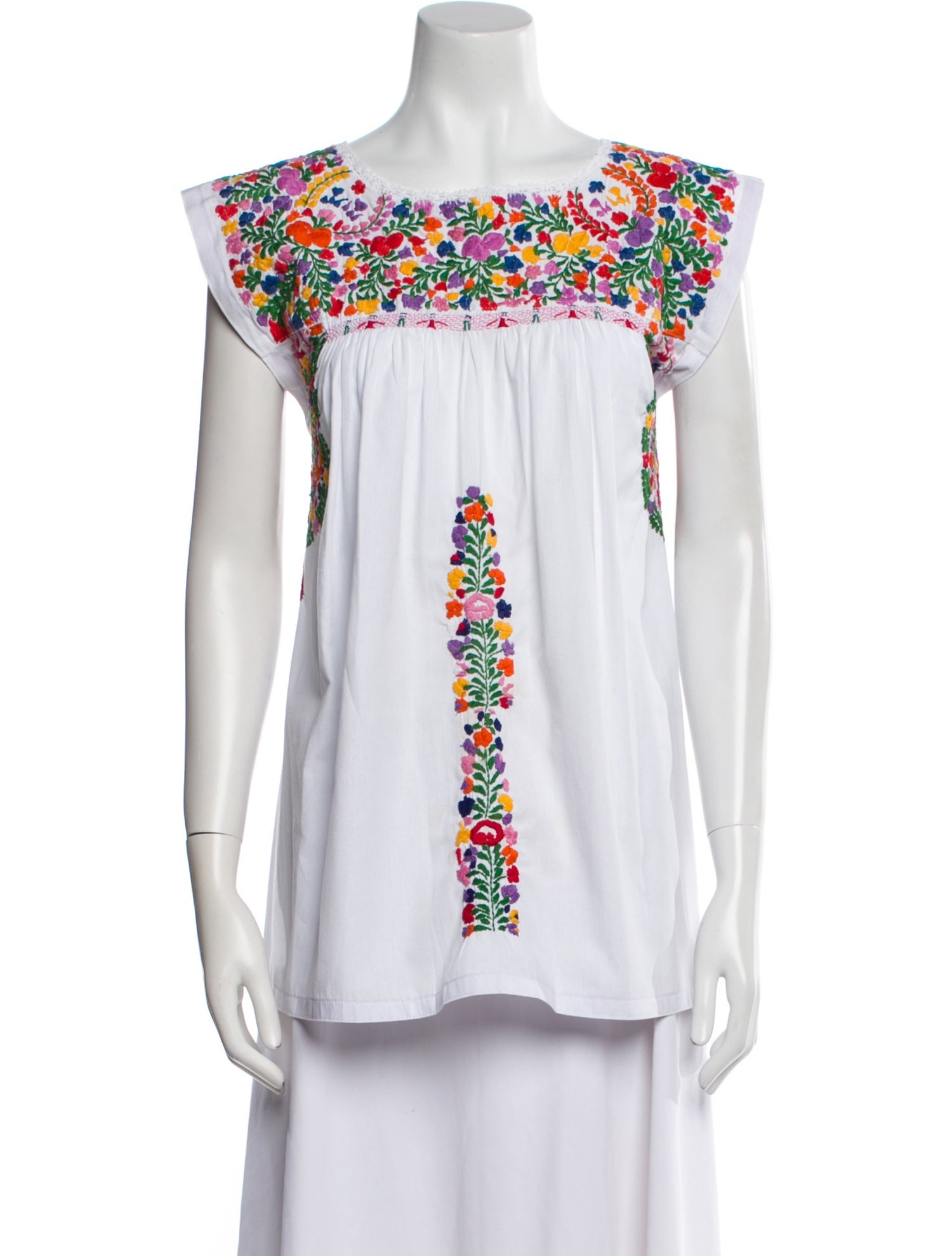 Mi Golondrina Printed Bateau Neckline Blouse