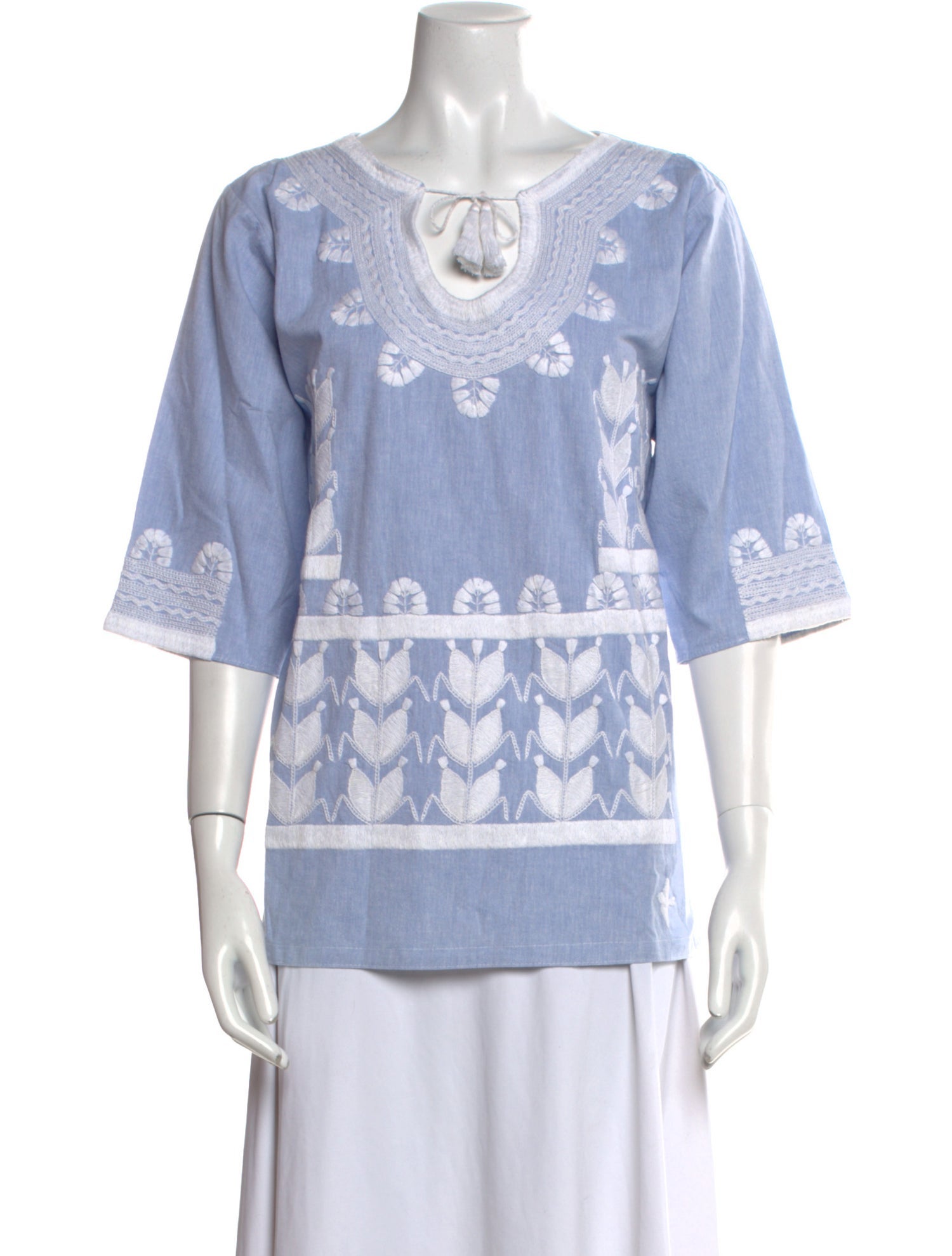 Mi Golondrina Bateau Neckline Three-Quarter Sleeve Tunic