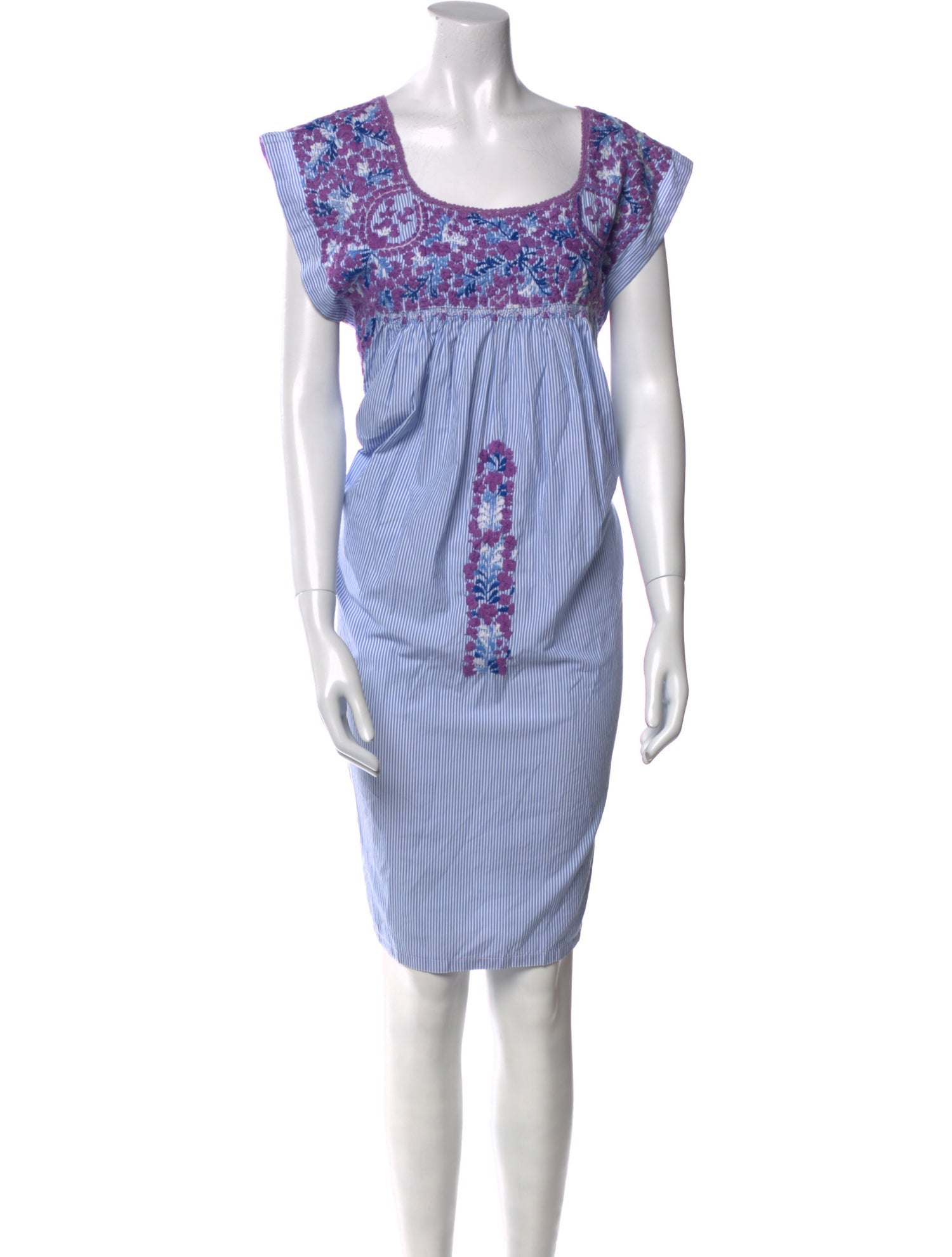 Mi Golondrina Striped Knee-Length Dress