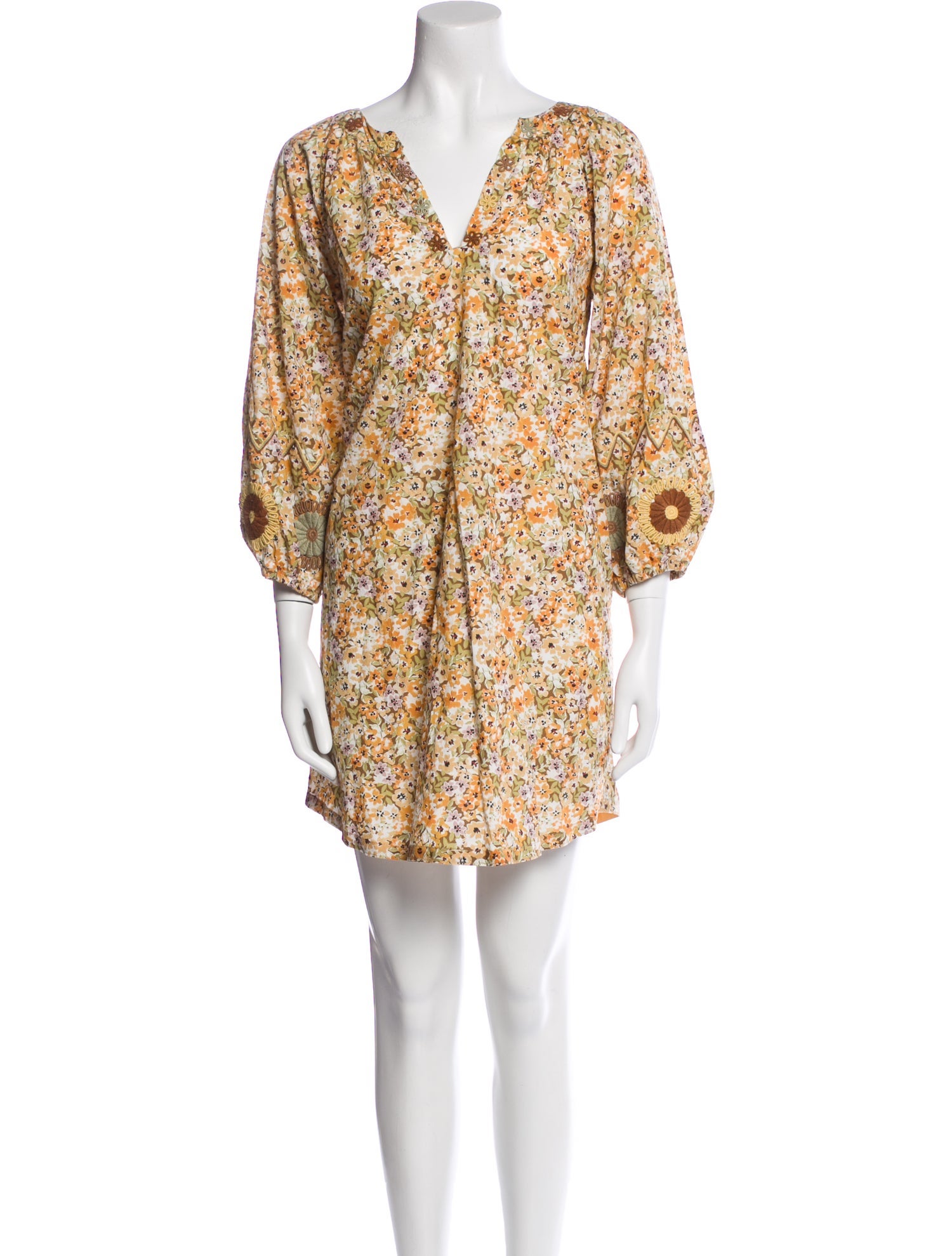 Mi Golondrina Floral Print Mini Dress