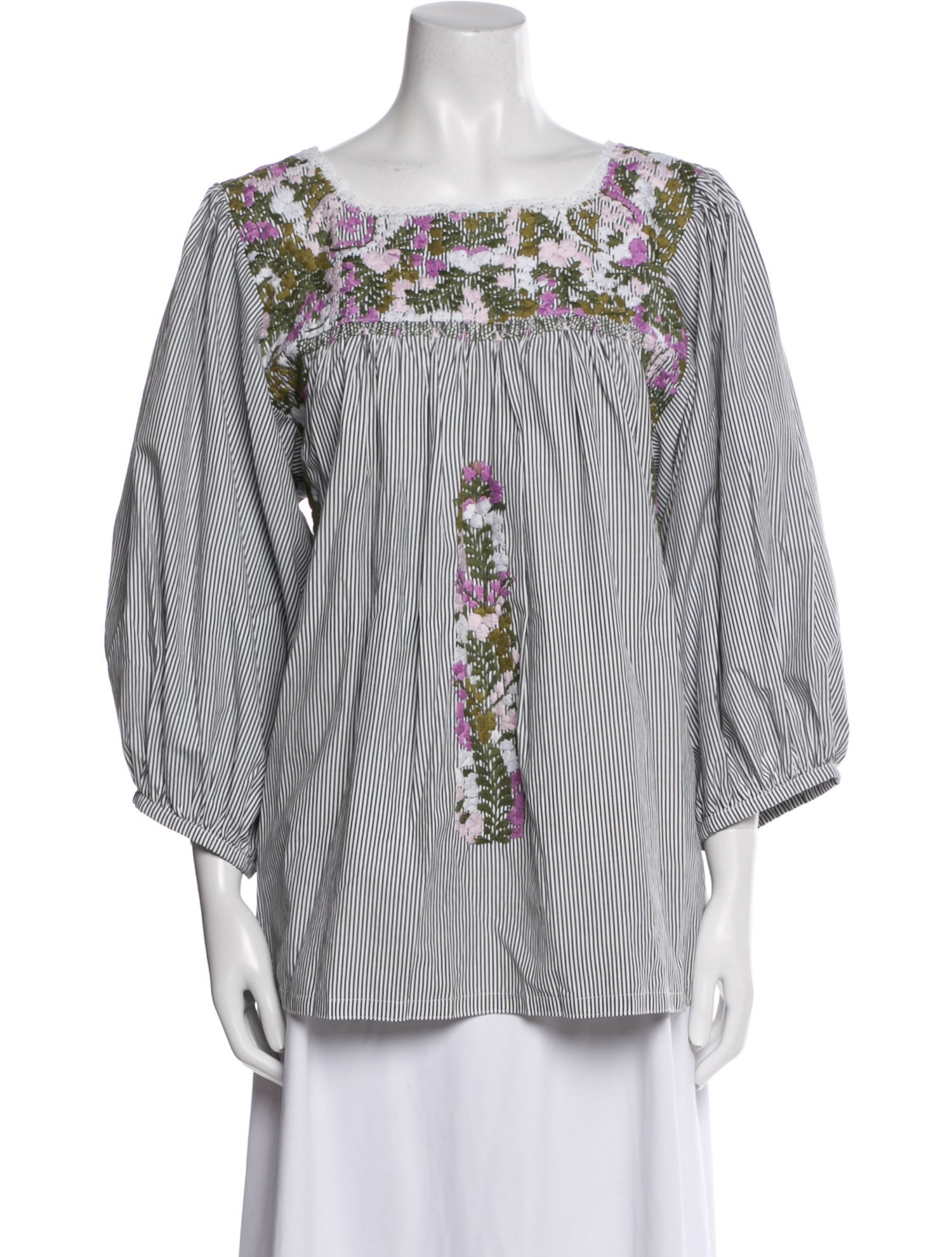 Mi Golondrina Striped Square Neckline Tunic