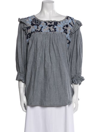 Mi Golondrina Lace Pattern Bateau Neckline Blouse