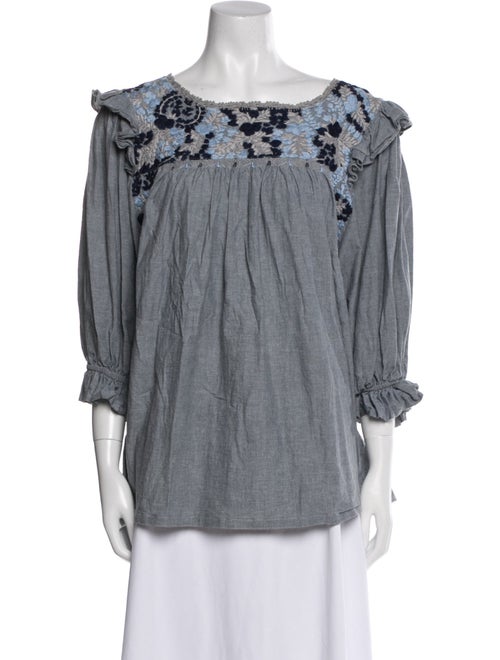 Mi Golondrina Lace Pattern Bateau Neckline Blouse