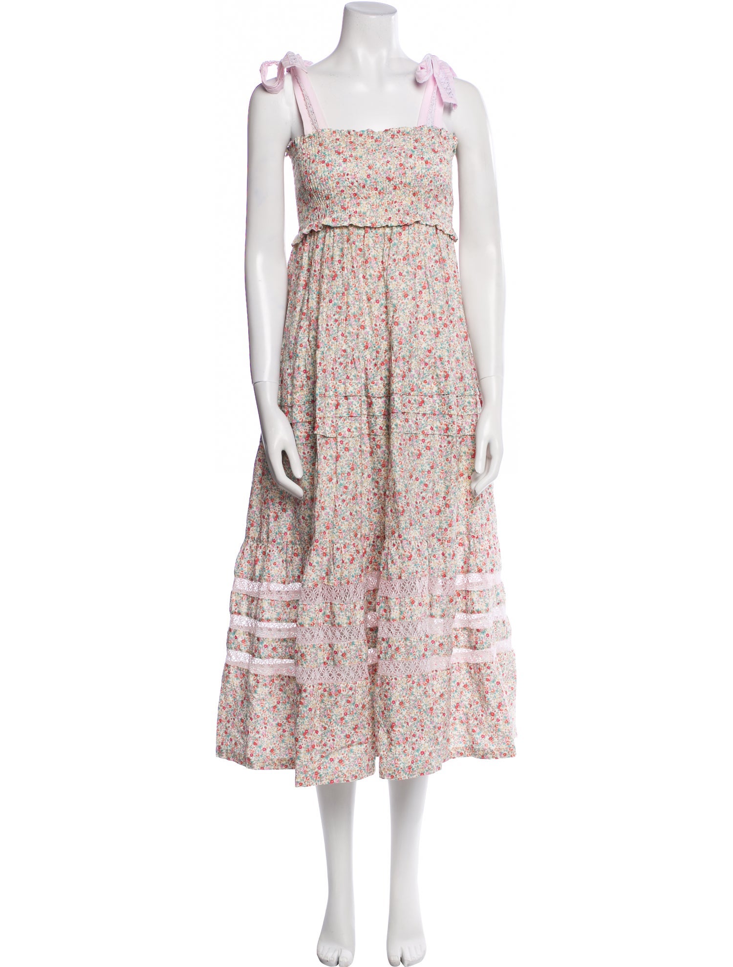 Mi Golondrina Floral Print Long Dress