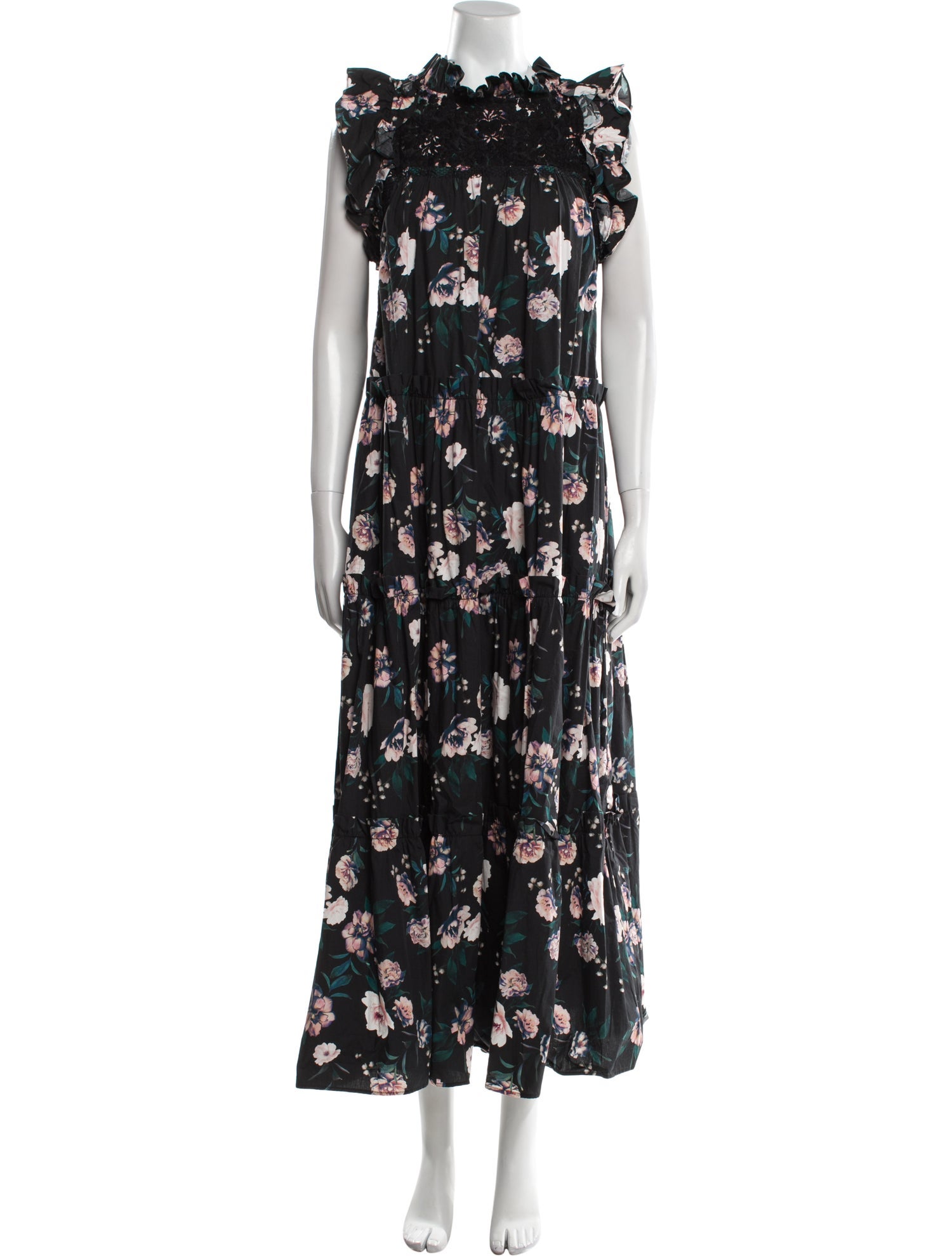 Mi Golondrina Floral Print Long Dress