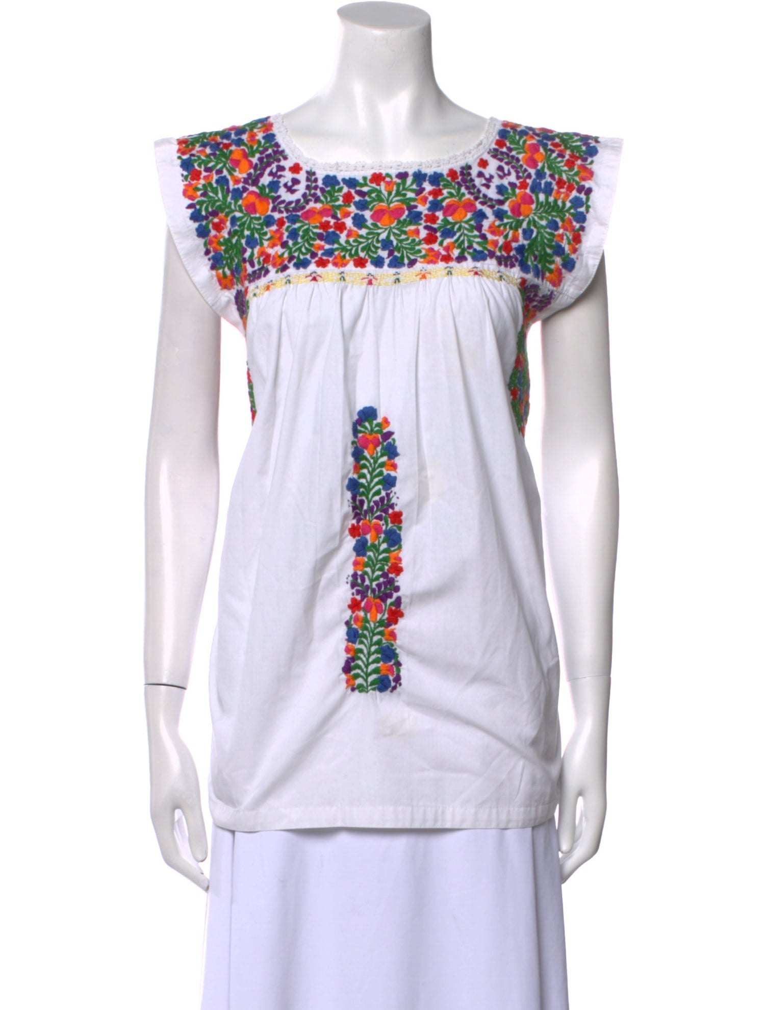 Mi Golondrina Patterned Square Neckline Blouse