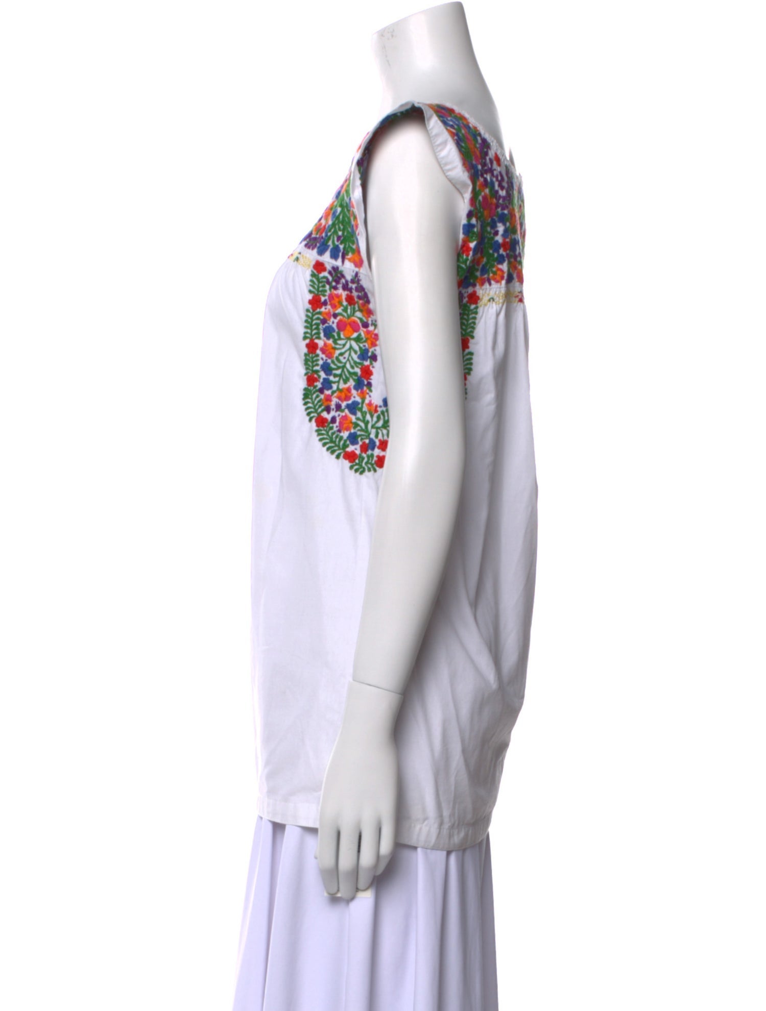 Mi Golondrina Patterned Square Neckline Blouse