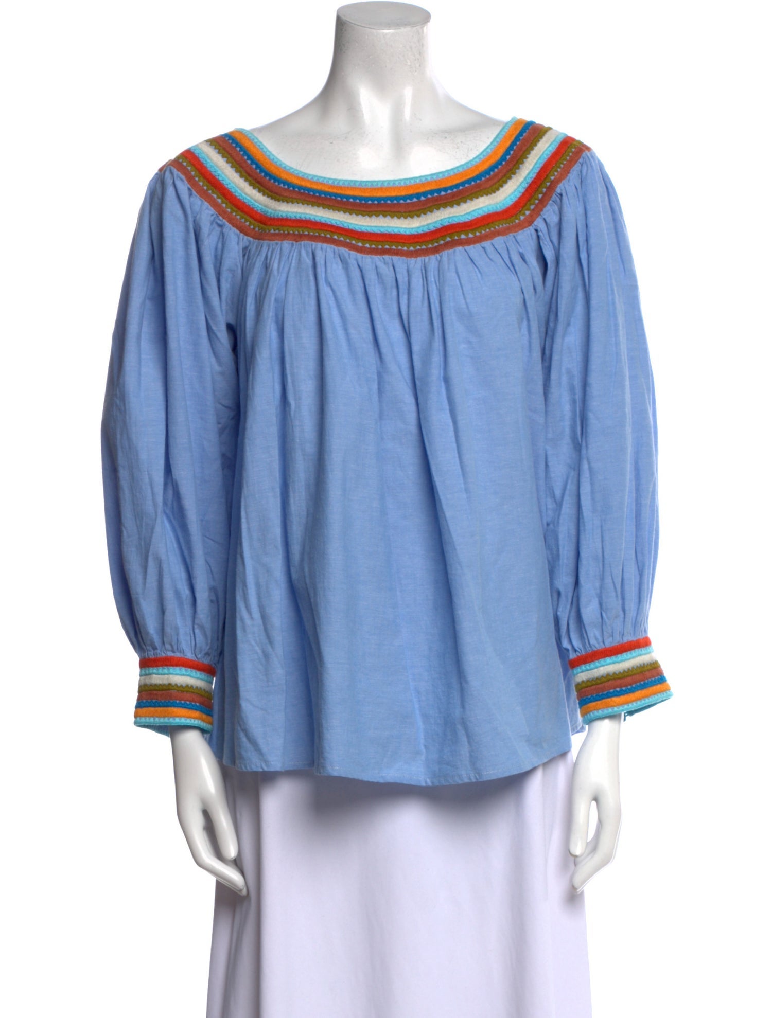 Mi Golondrina Striped Bateau Neckline Blouse w/ Tags