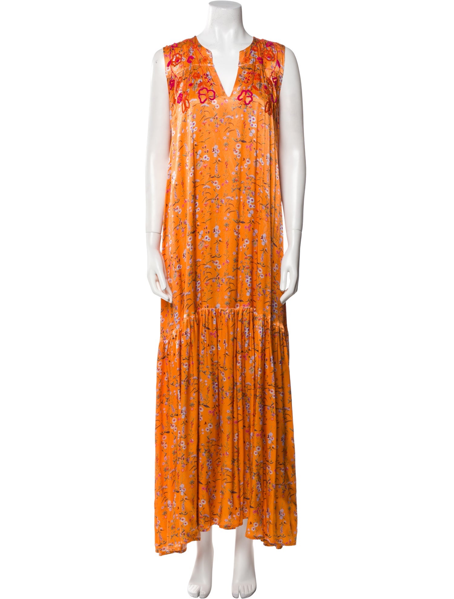 Mi Golondrina Floral Print Long Dress