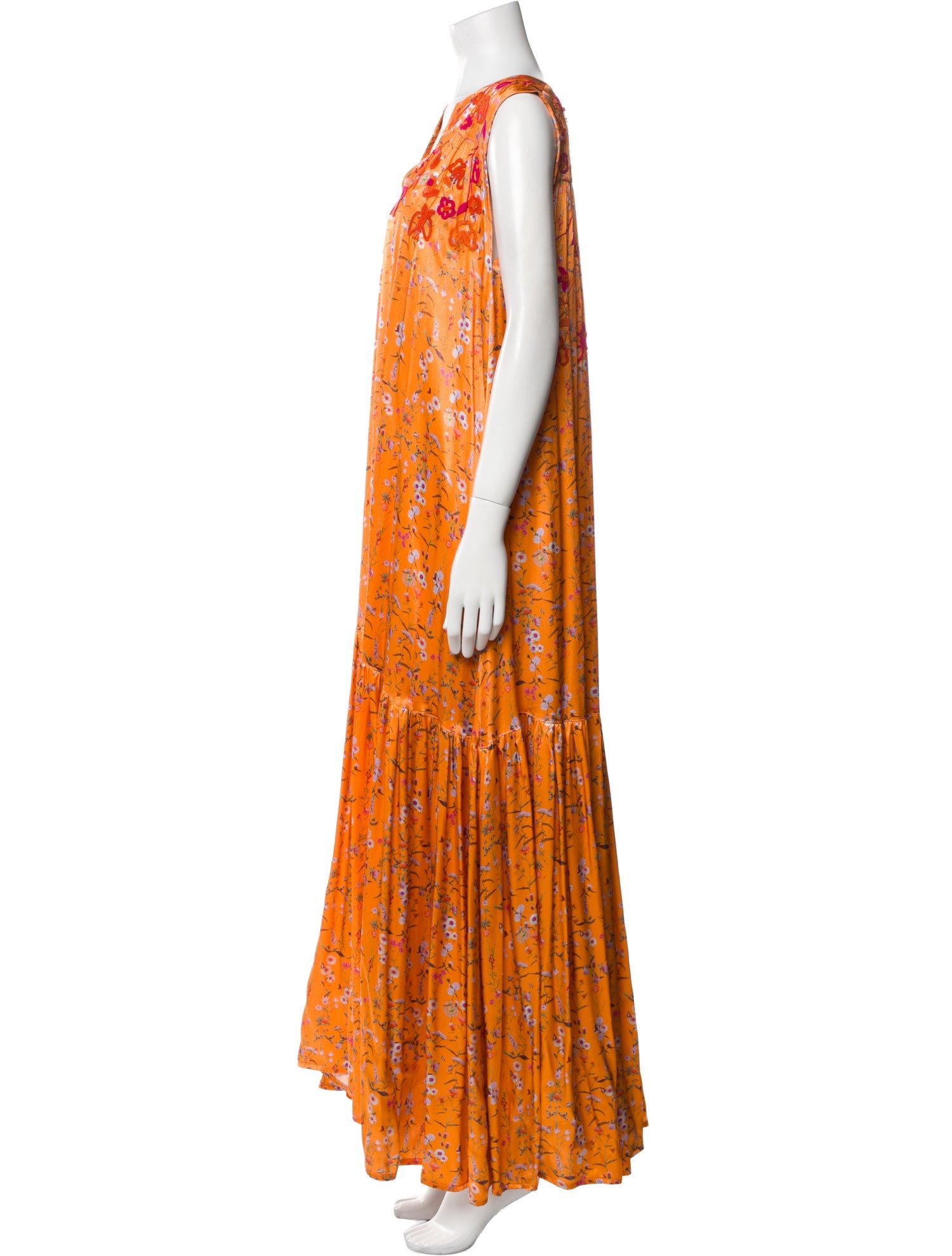 Mi Golondrina Floral Print Long Dress