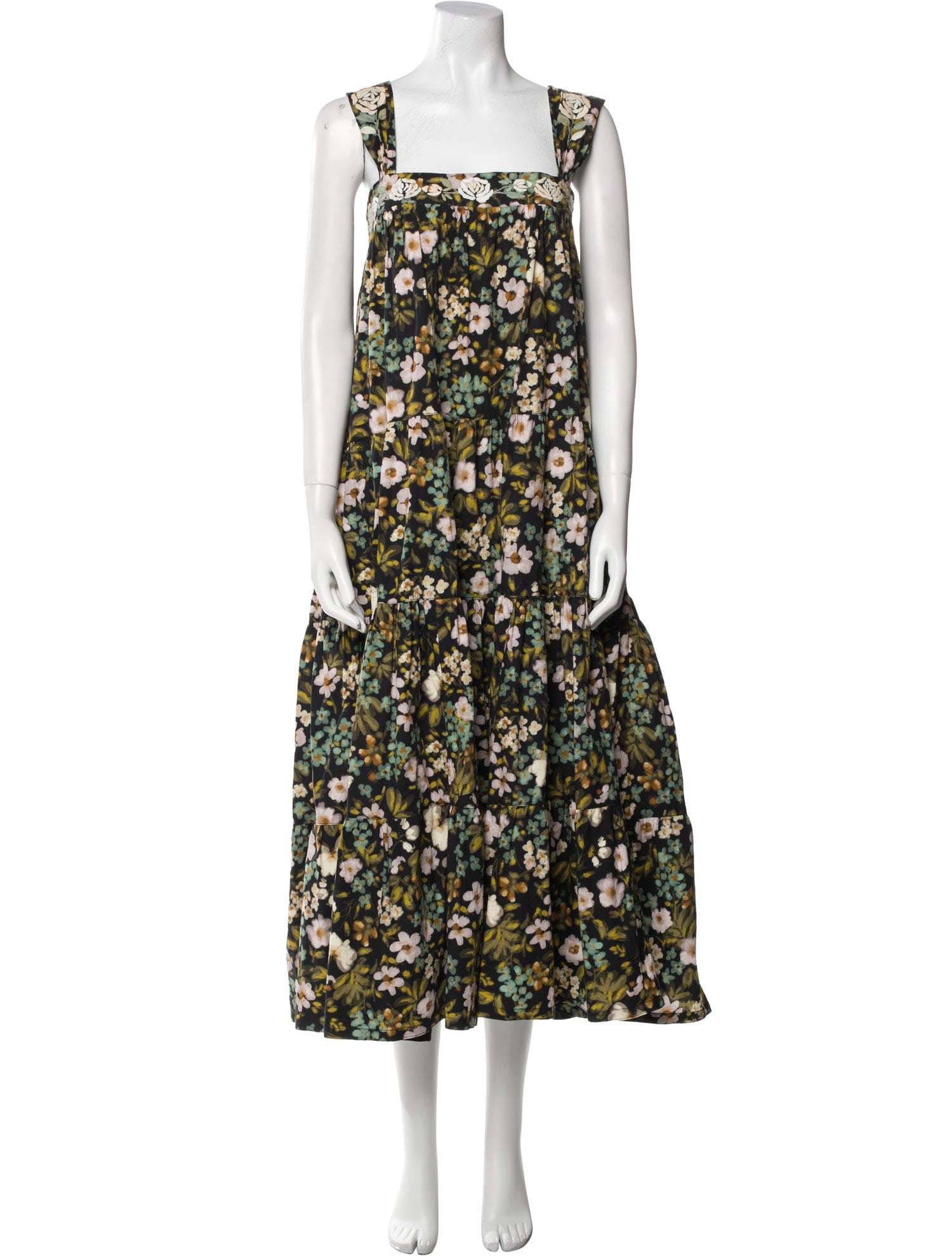 Mi Golondrina Floral Print Long Dress