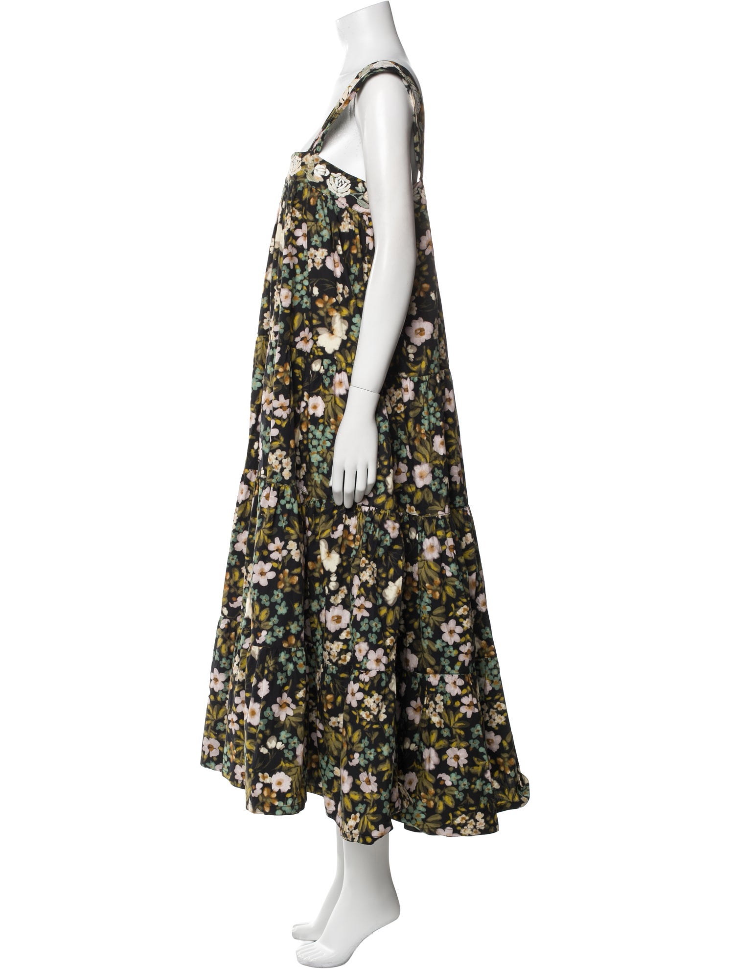 Mi Golondrina Floral Print Long Dress