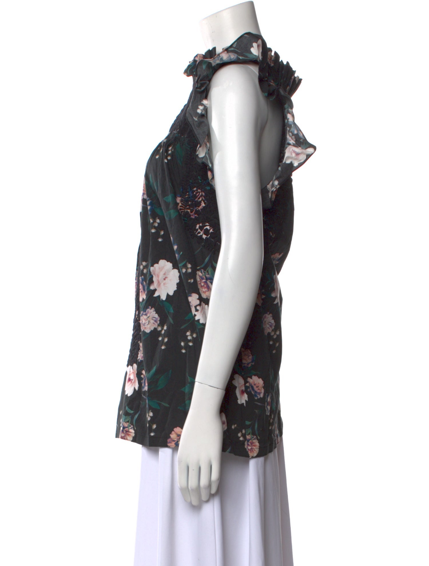 Mi Golondrina Floral Print Mock Neck Blouse