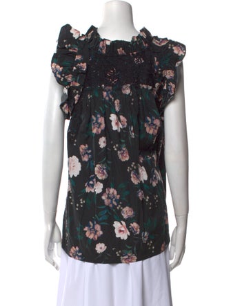 Mi Golondrina Floral Print Mock Neck Blouse