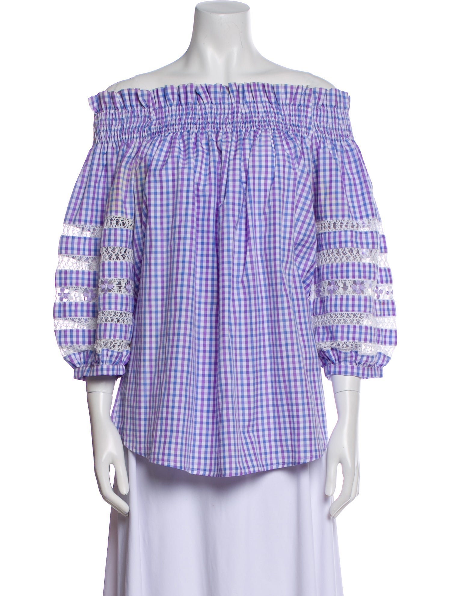 Mi Golondrina Plaid Print Off-The-Shoulder Tunic