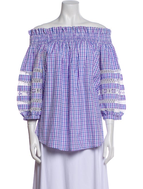 Mi Golondrina Plaid Print Off-The-Shoulder Tunic