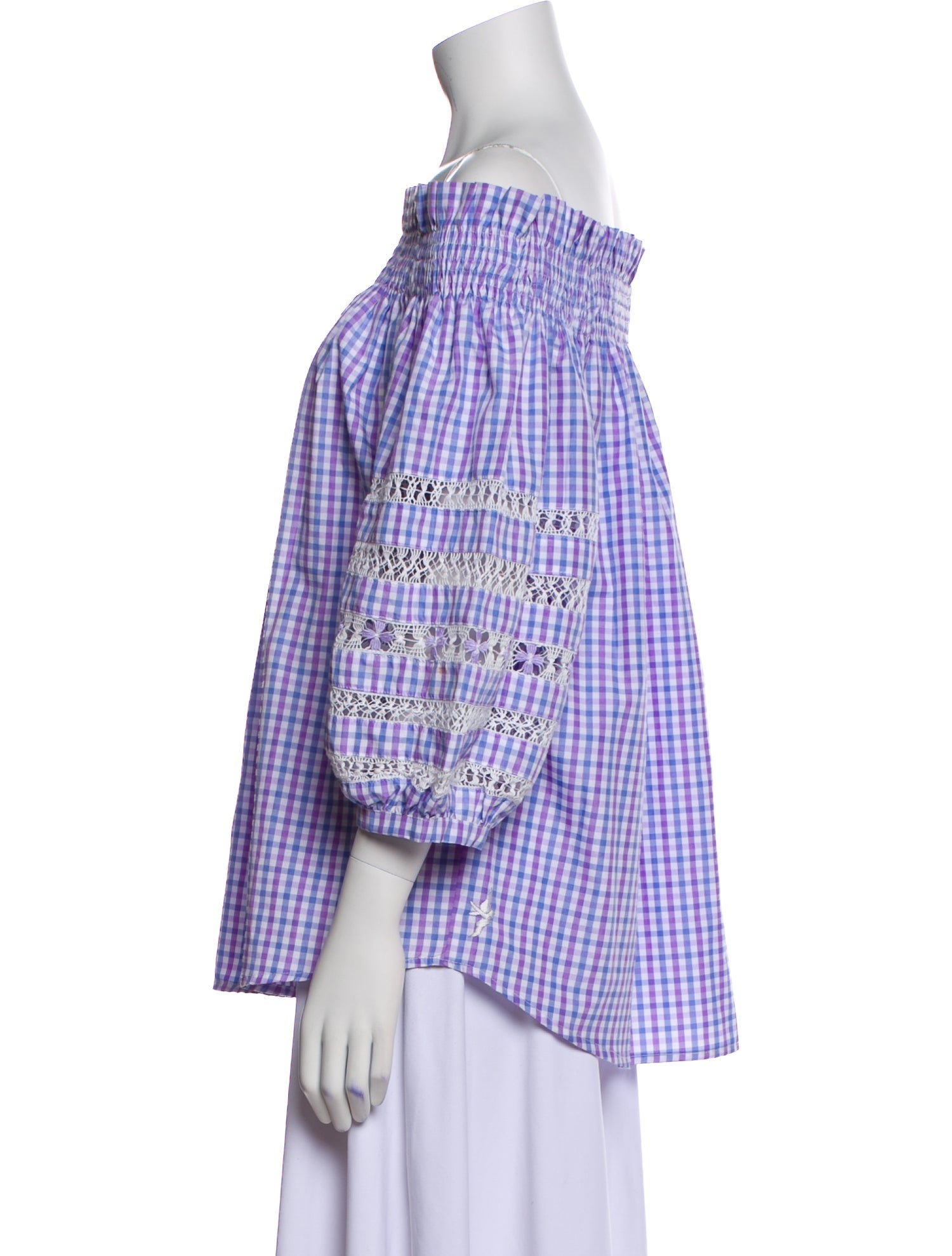 Mi Golondrina Plaid Print Off-The-Shoulder Tunic