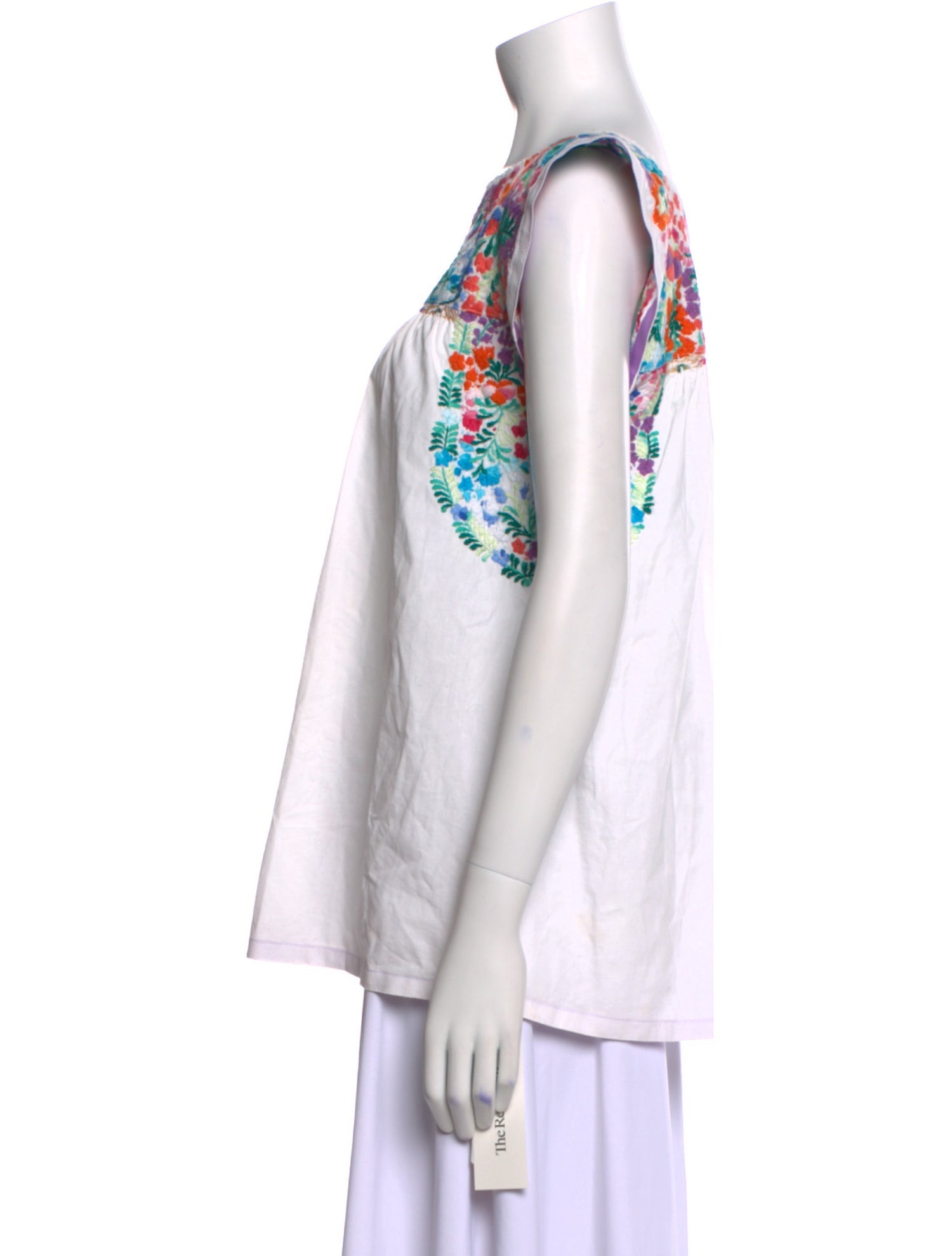 Mi Golondrina Floral Print Bateau Neckline Blouse