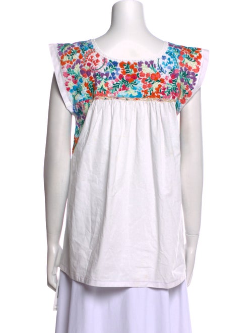 Mi Golondrina Floral Print Bateau Neckline Blouse