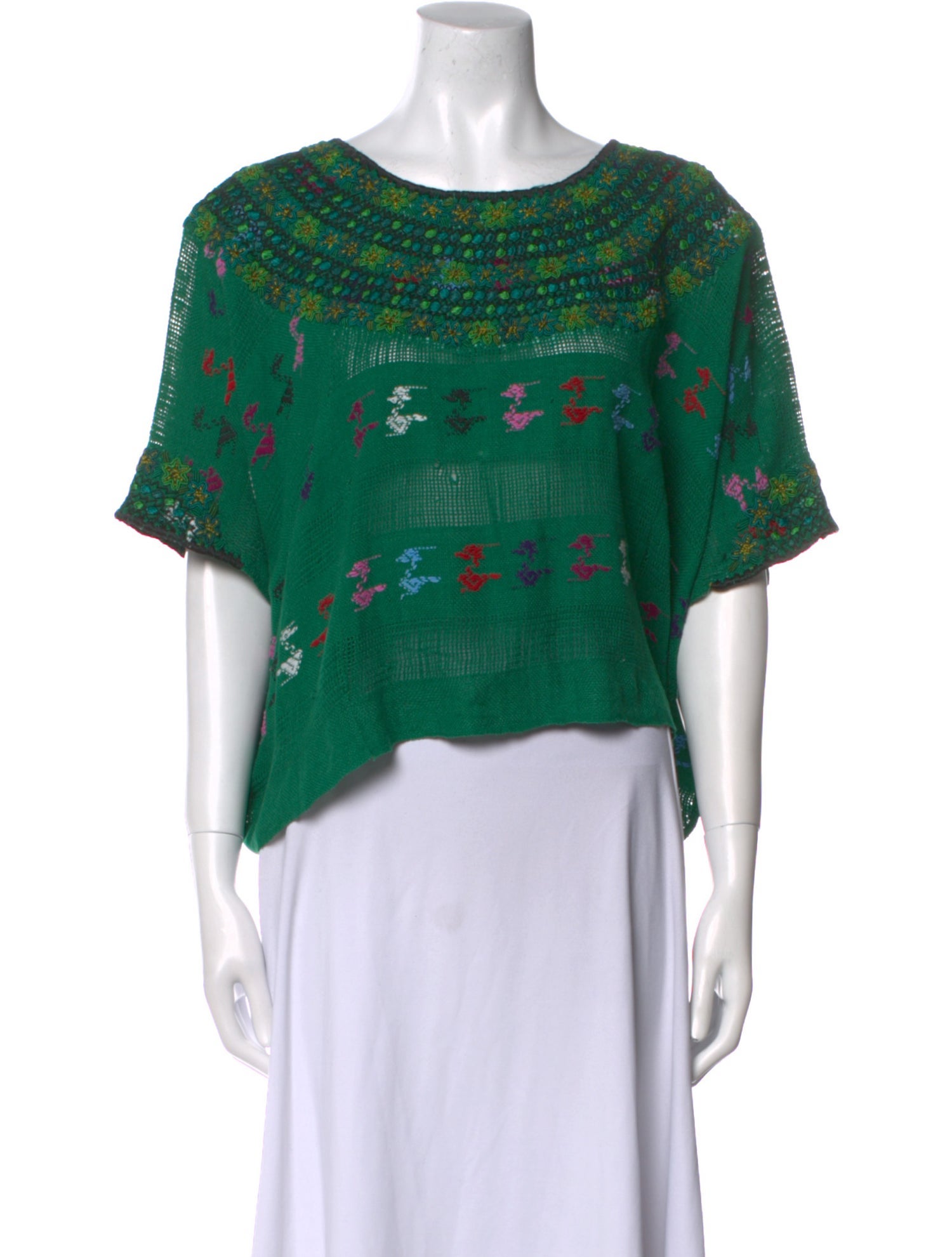 Mi Golondrina Printed Bateau Neckline Crop Top