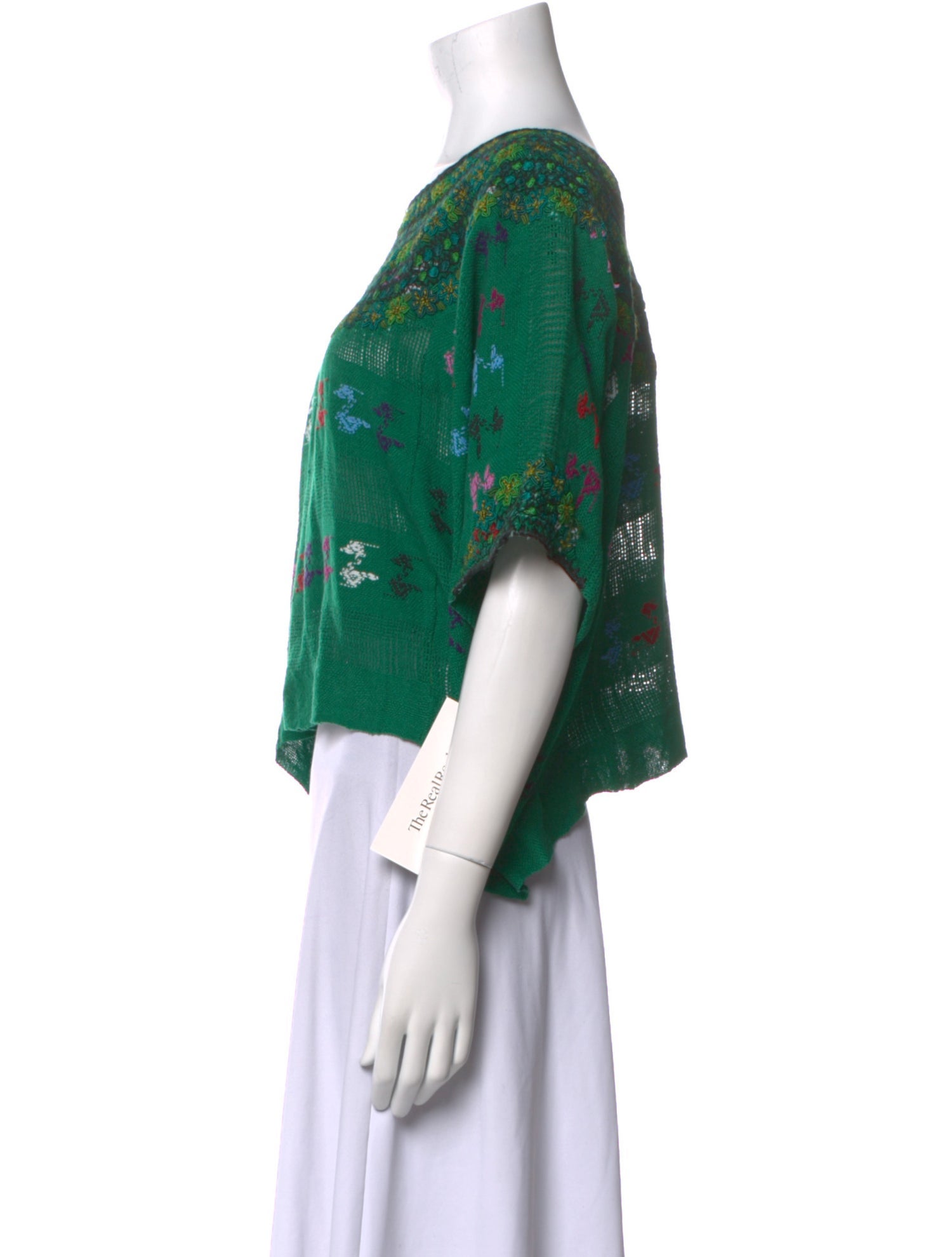 Mi Golondrina Printed Bateau Neckline Crop Top