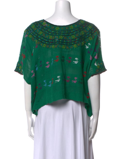 Mi Golondrina Printed Bateau Neckline Crop Top