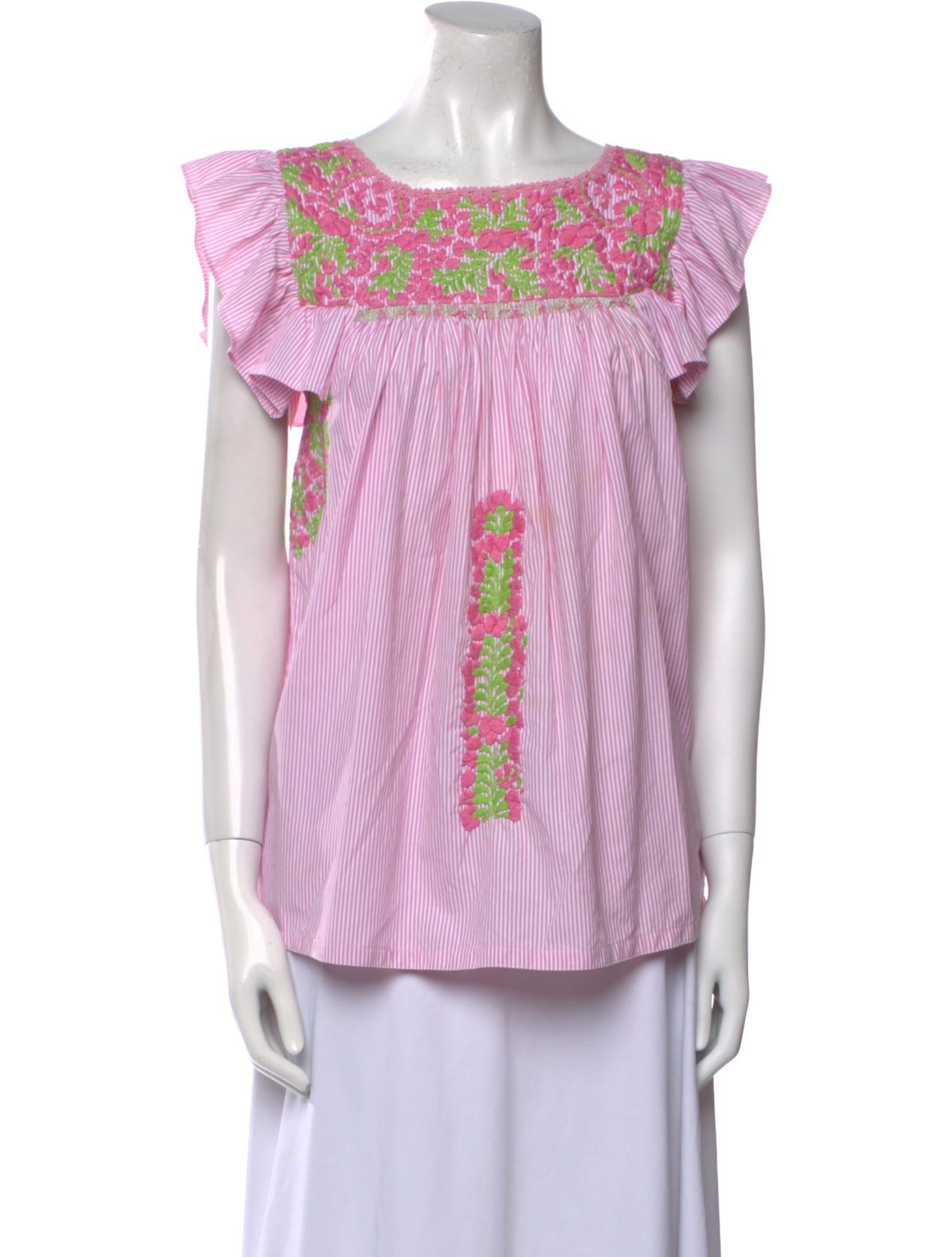 Mi Golondrina Printed Bateau Neckline Top