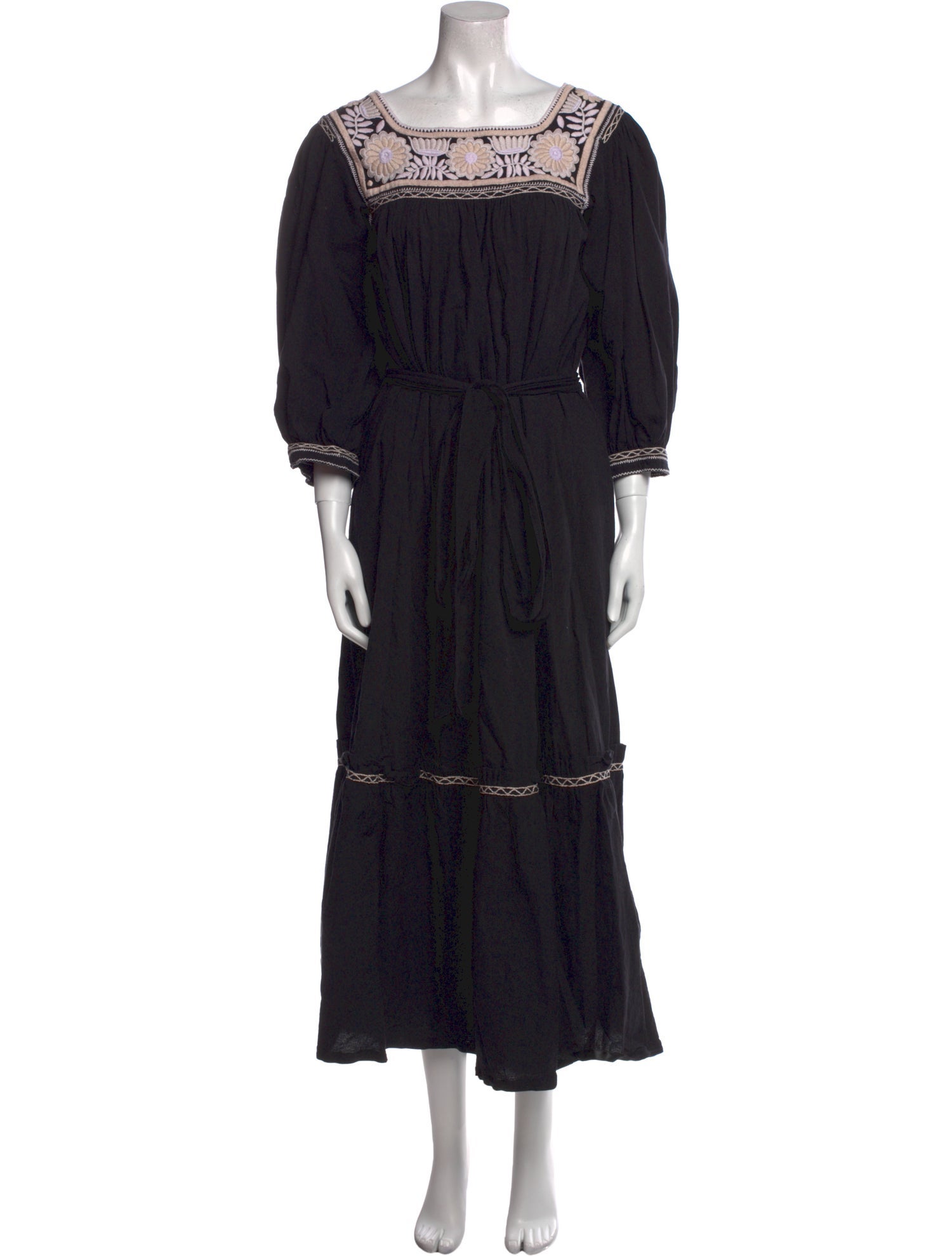 Mi Golondrina Square Neckline Long Dress