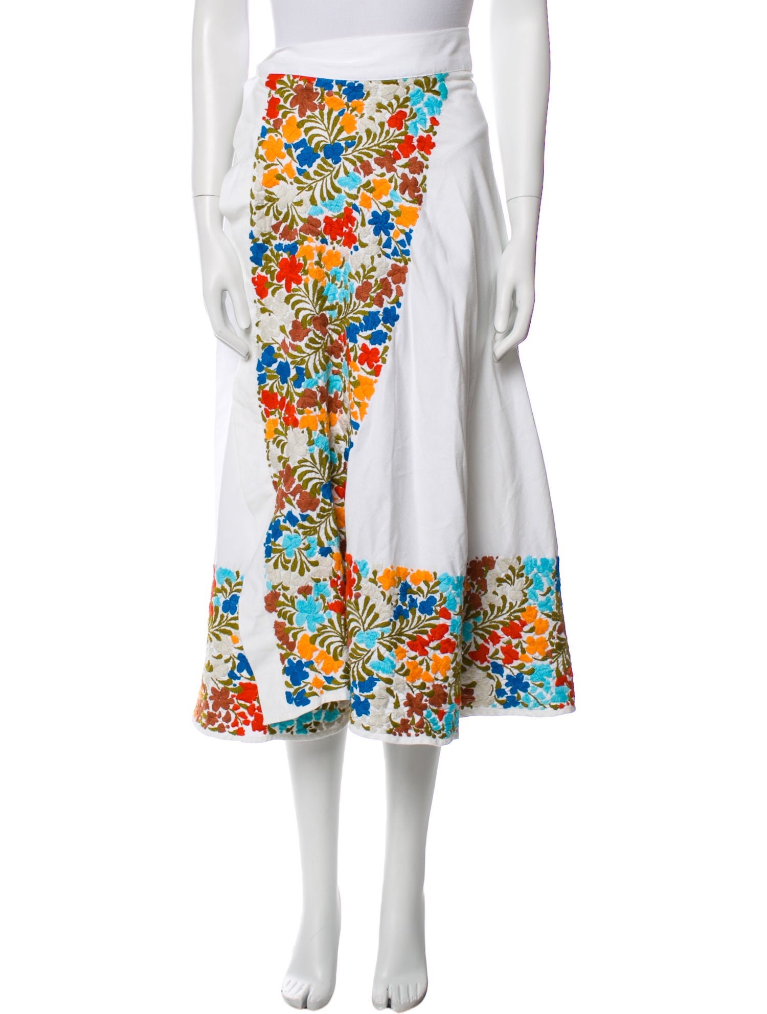 Mi Golondrina Floral Print Midi Length Skirt