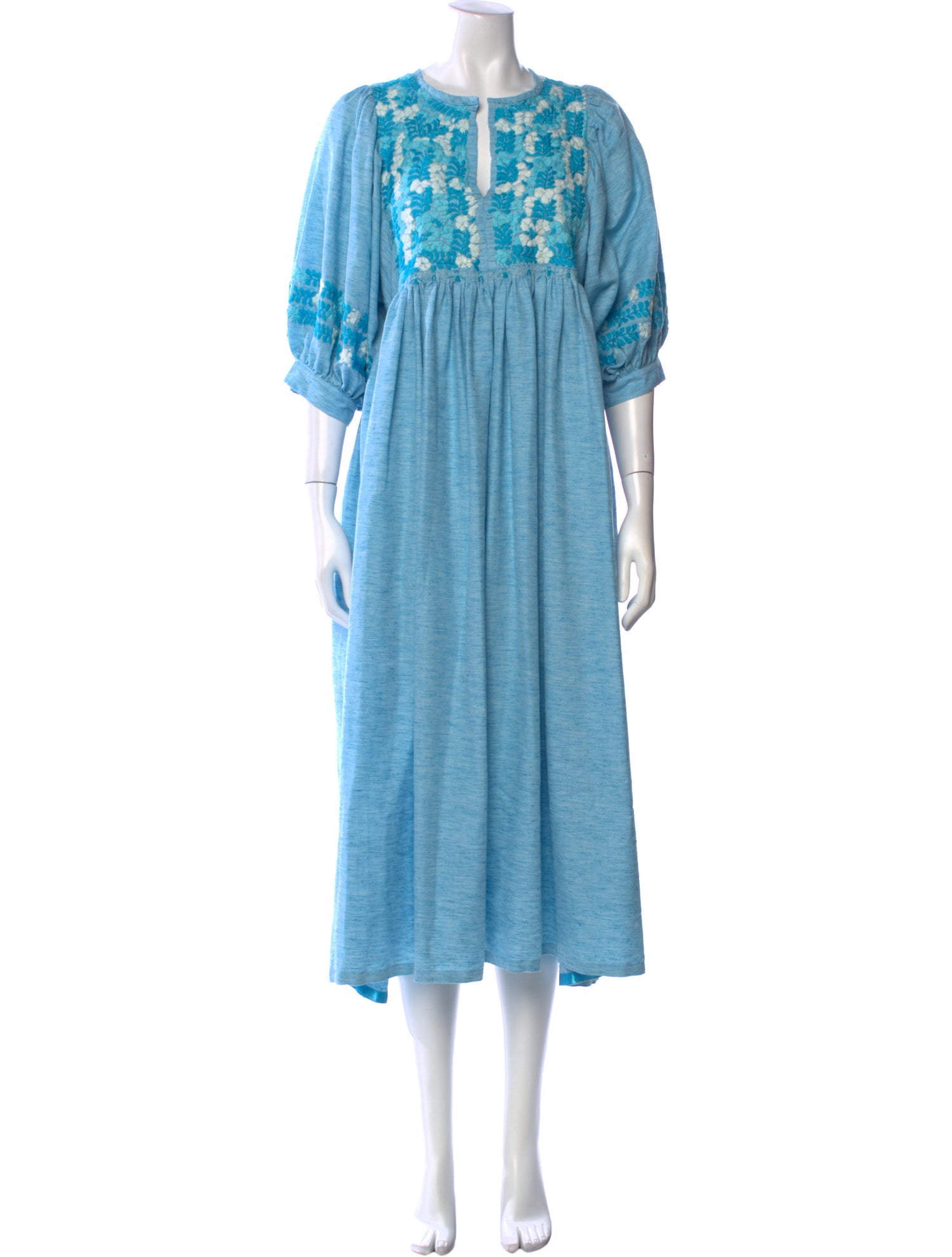 Mi Golondrina Crew Neck Midi Length Dress