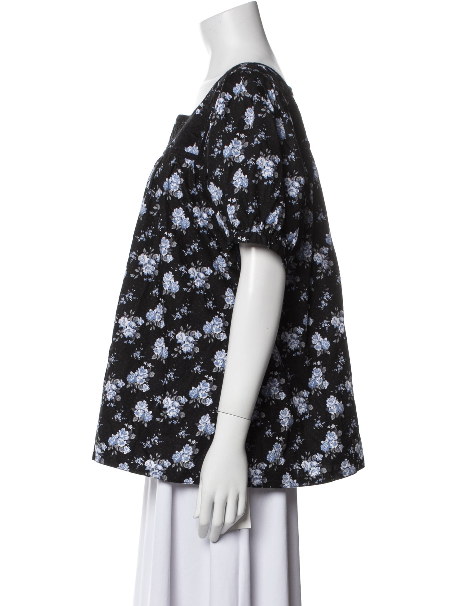 Mi Golondrina Floral Print Square Neckline Blouse