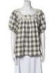 Mi Golondrina Plaid Print Square Neckline T-Shirt