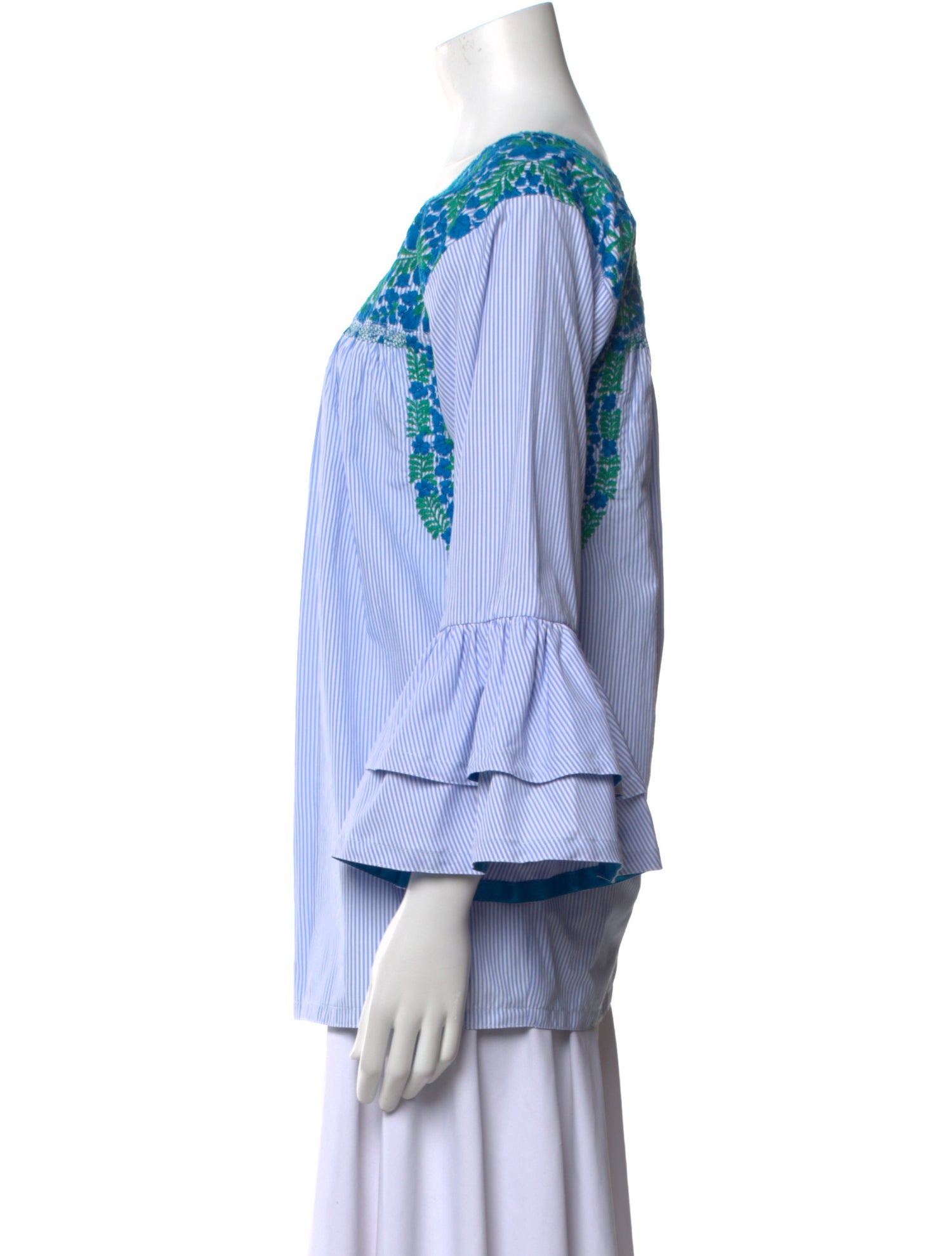 Mi Golondrina Printed Scoop Neck Blouse