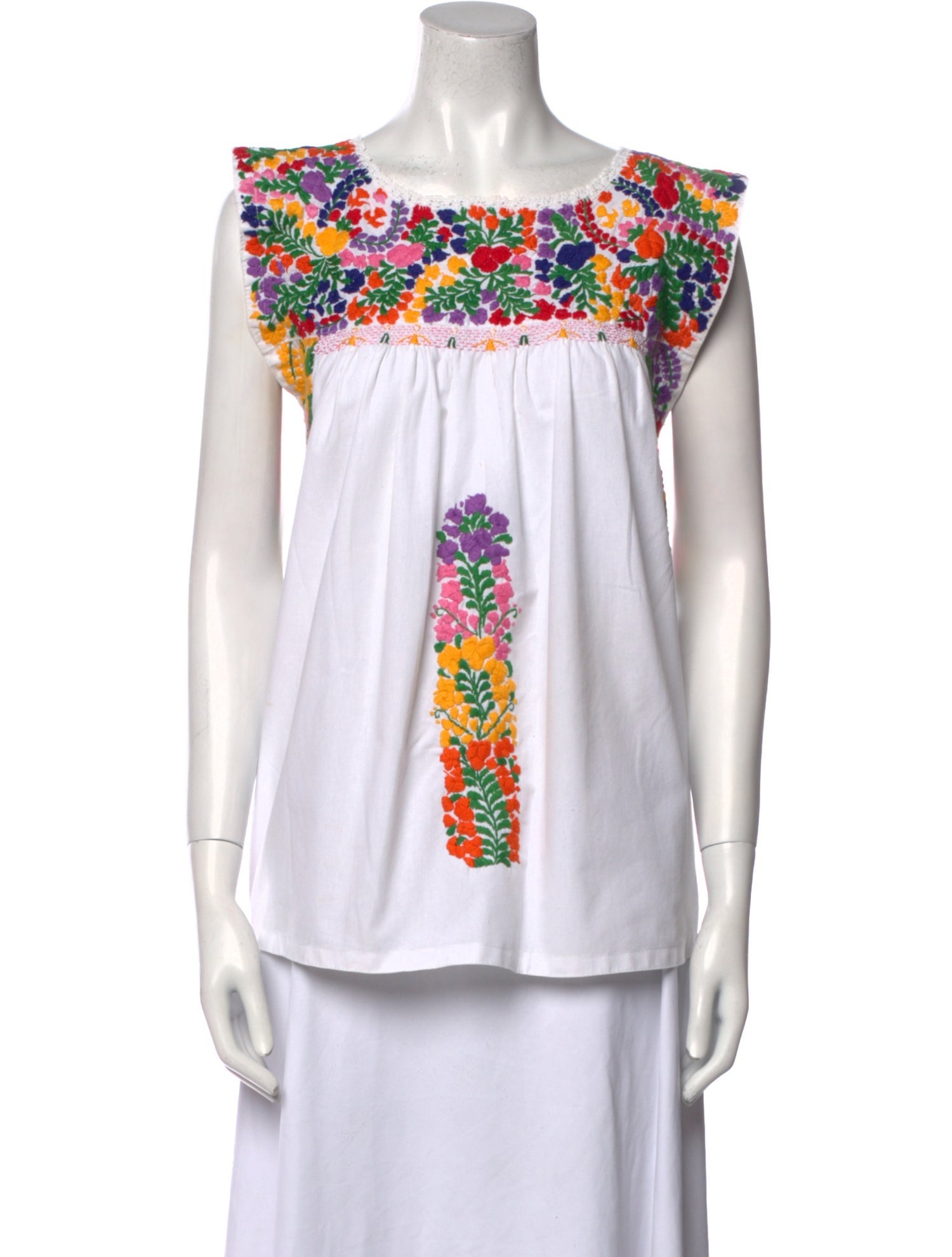 Mi Golondrina Printed Square Neckline Blouse