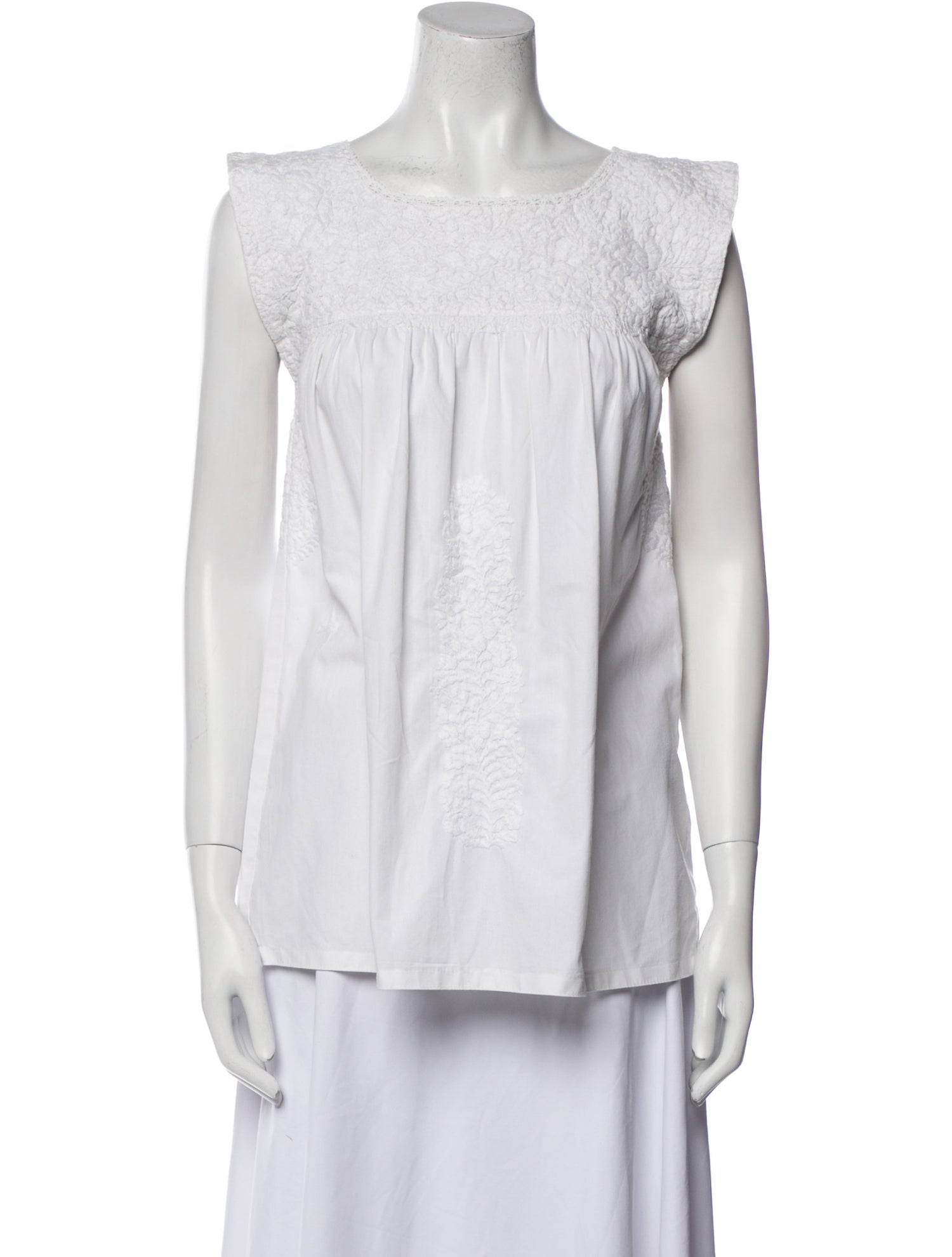 Mi Golondrina Bateau Neckline Sleeveless Blouse