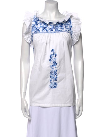 Mi Golondrina Printed Scoop Neck Top