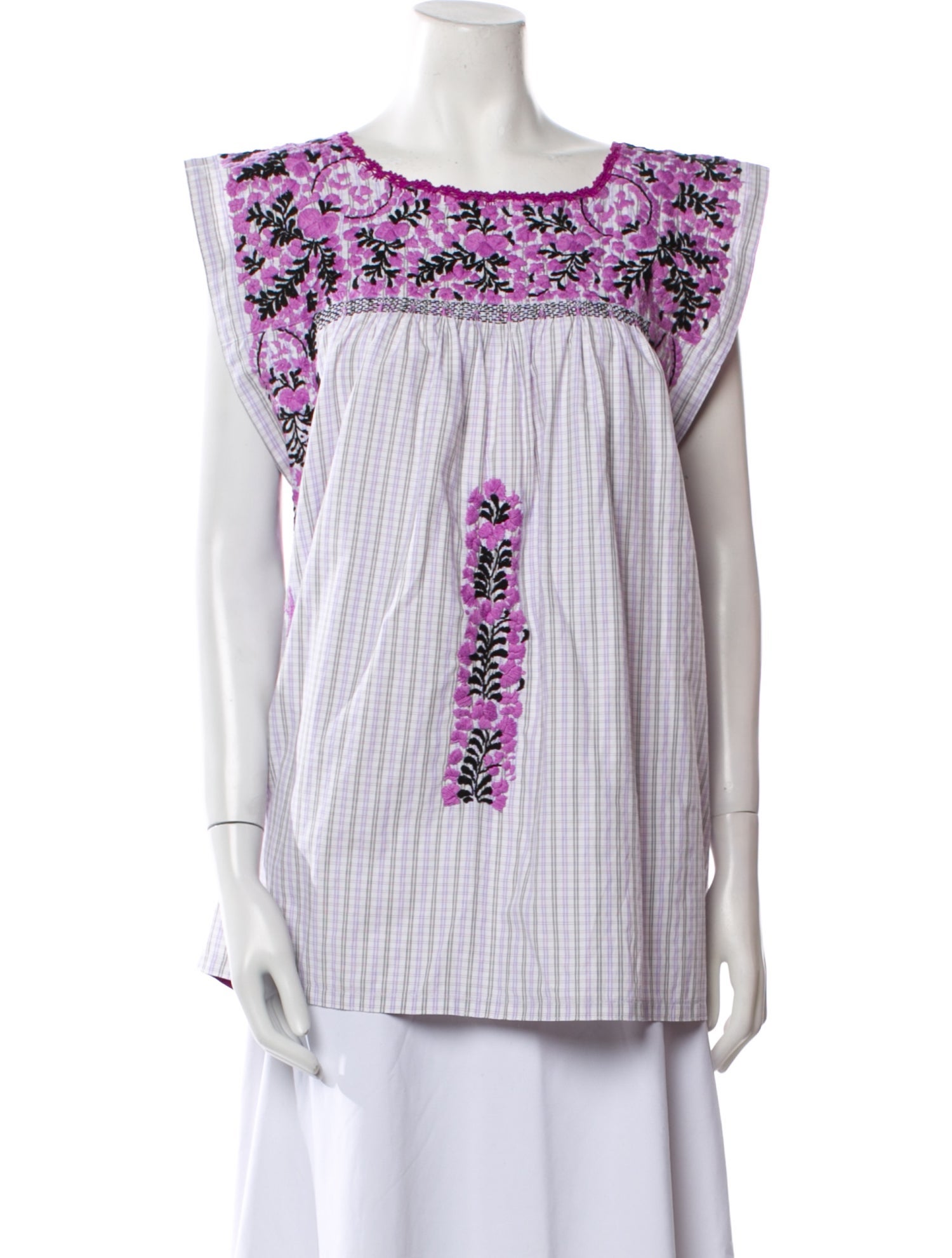 Mi Golondrina Printed Scoop Neck Top