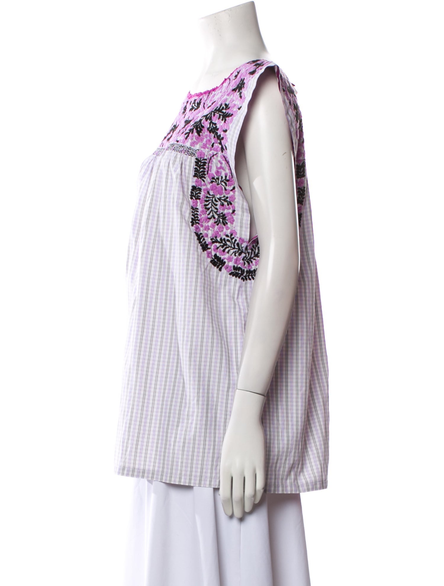 Mi Golondrina Printed Scoop Neck Top