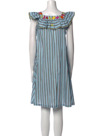 Mi Golondrina Striped Knee-Length Dress