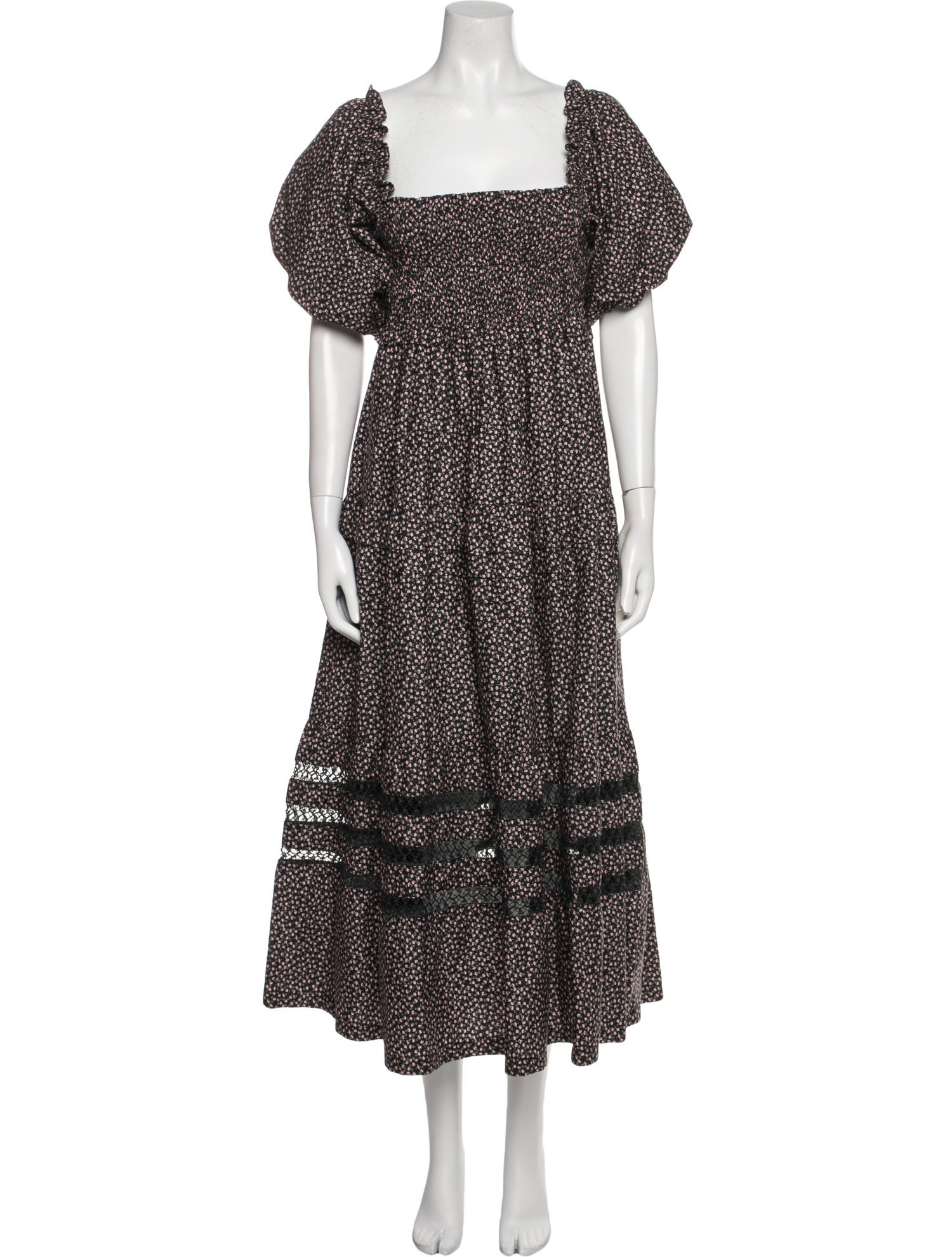 Mi Golondrina Floral Print Midi Length Dress