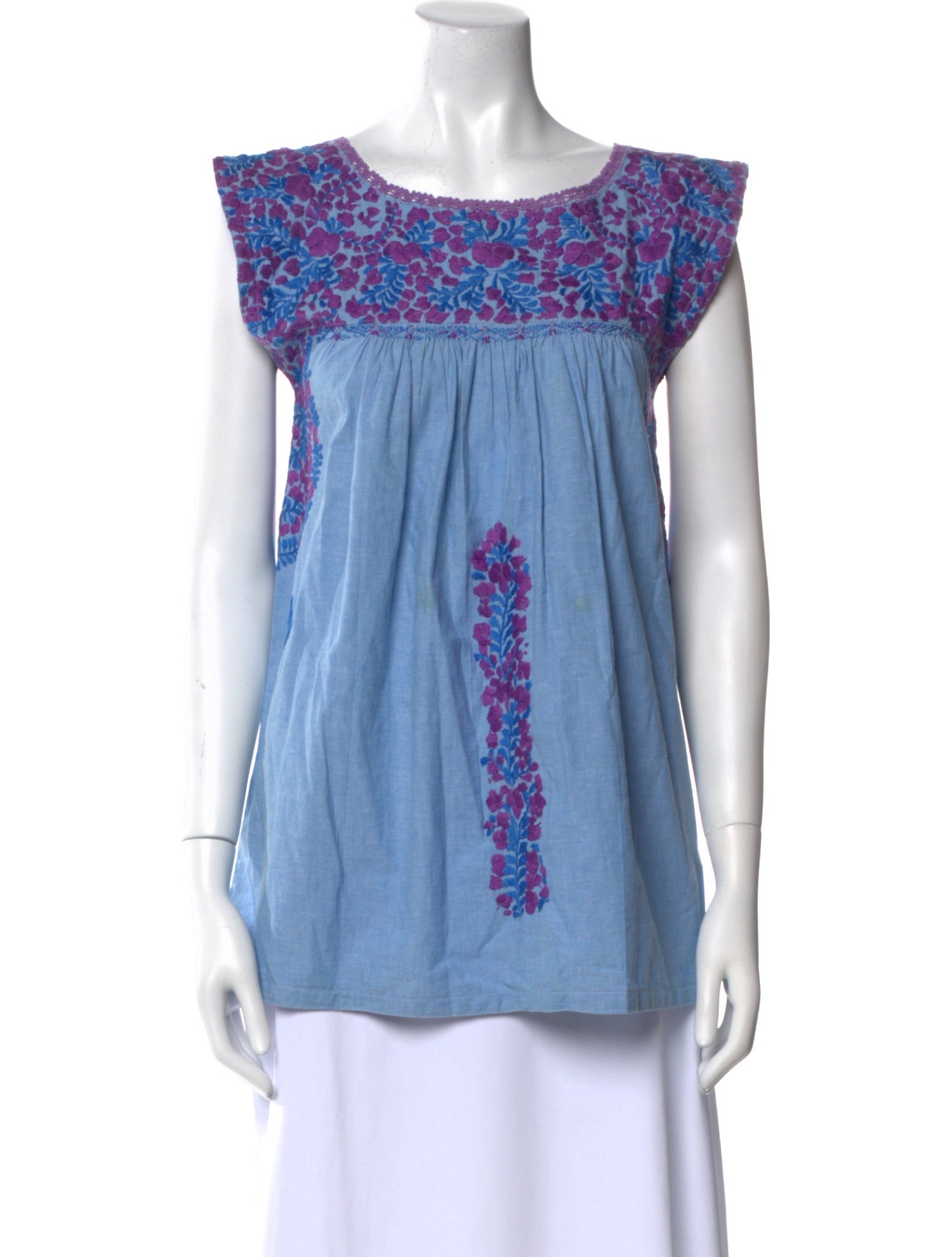 Mi Golondrina Printed Bateau Neckline Blouse