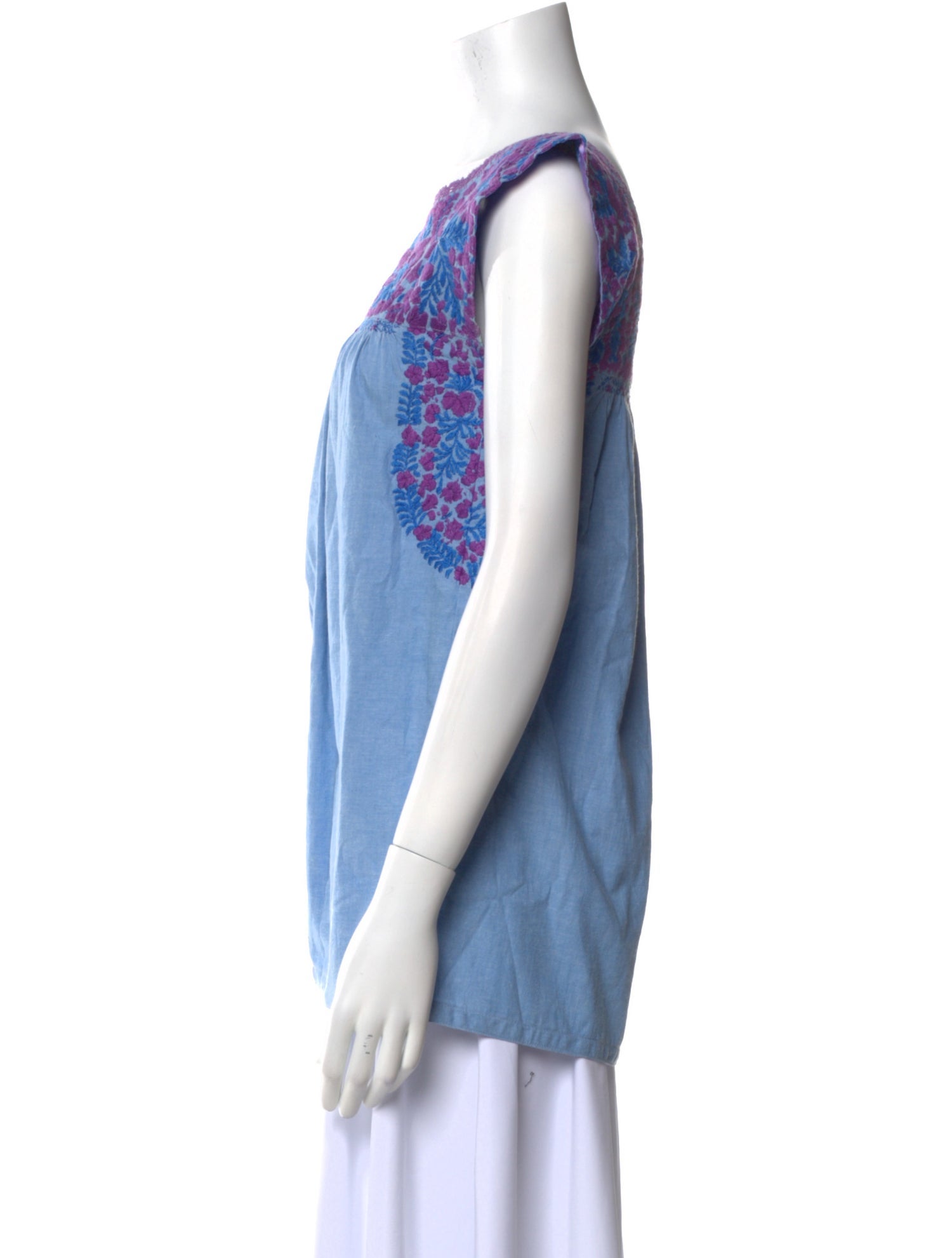 Mi Golondrina Printed Bateau Neckline Blouse