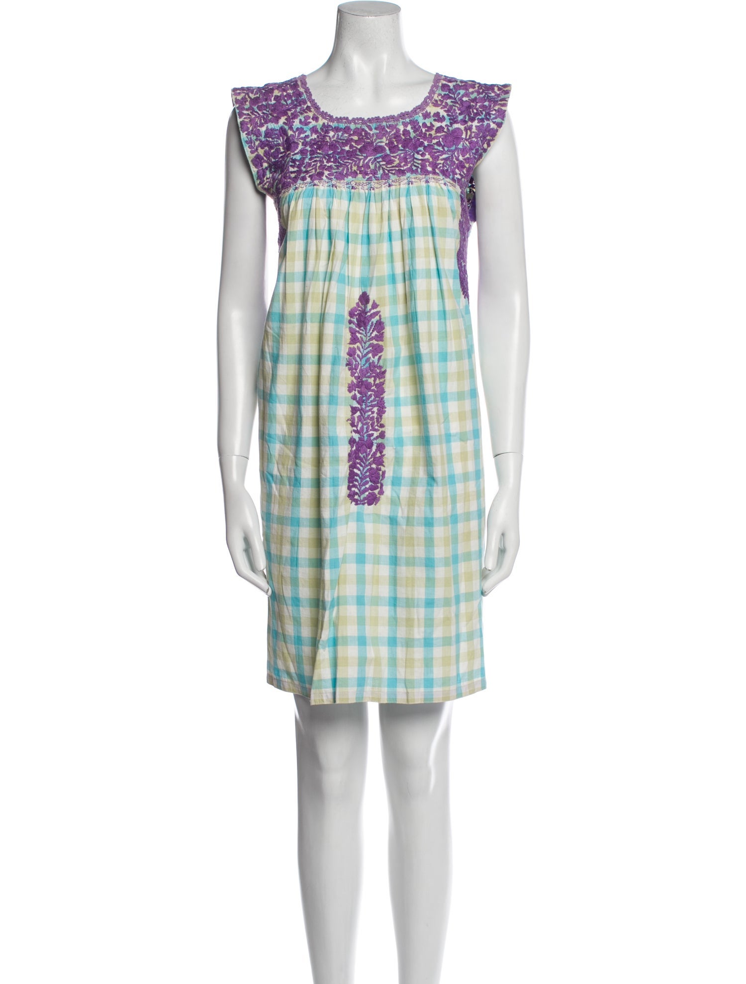 Mi Golondrina Plaid Print Mini Dress