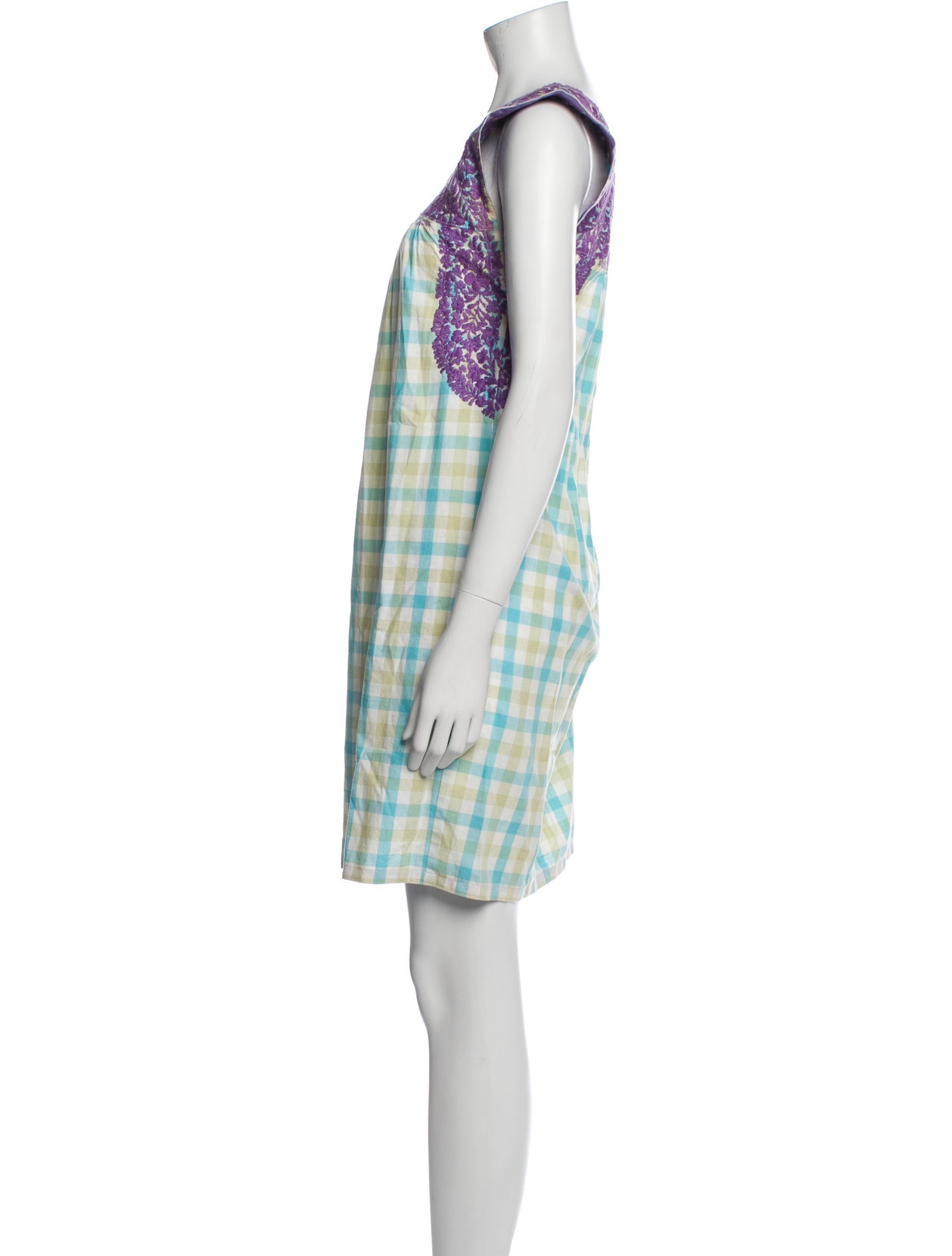 Mi Golondrina Plaid Print Mini Dress