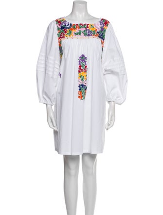 Mi Golondrina Bateau Neckline Mini Dress