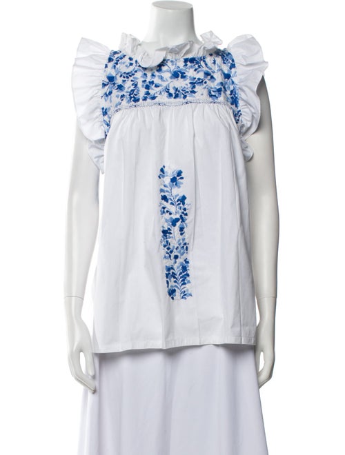 Mi Golondrina Patterned Mock Neck Blouse