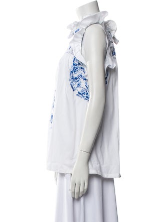 Mi Golondrina Patterned Mock Neck Blouse