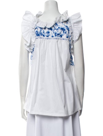 Mi Golondrina Patterned Mock Neck Blouse