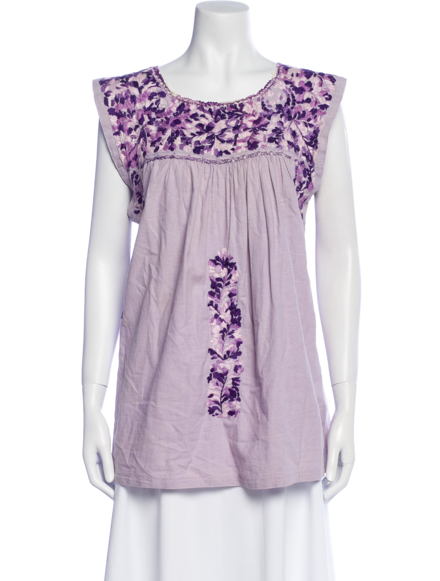 Mi Golondrina Floral Print Bateau Neckline Blouse